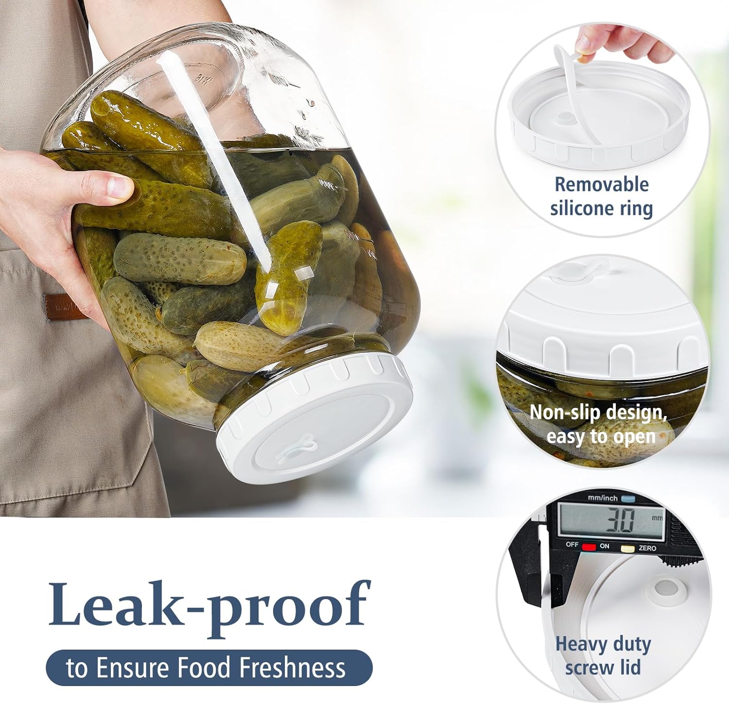 2-Pack Folinstall 1.5 Gallon Fermentation Jars with Airtight Lids, Airlocks, and Scale Marks - Wide Mouth Glass Mason Jars for Pickles, Mead, and Kimchi