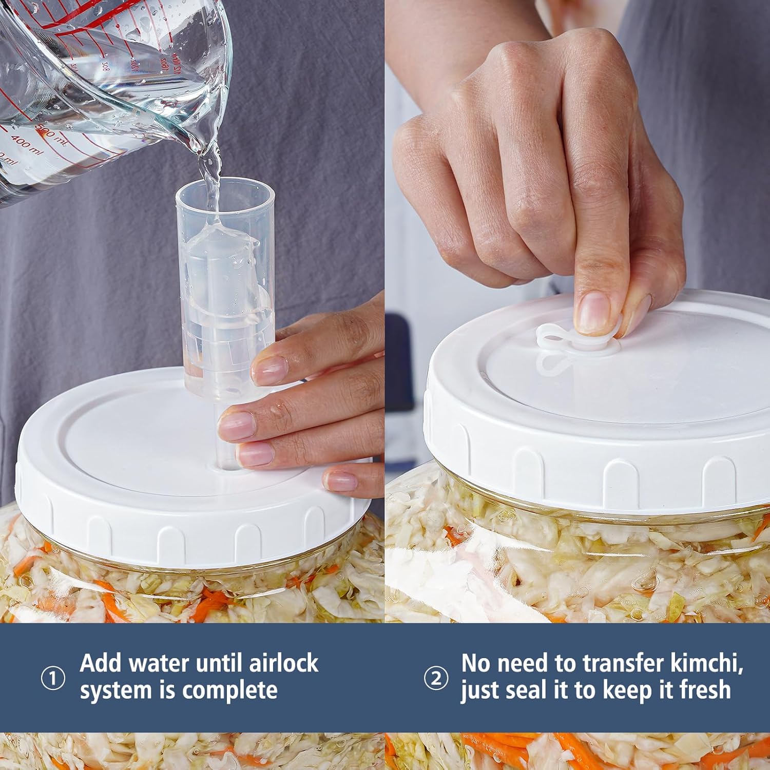 2-Pack Folinstall 1.5 Gallon Fermentation Jars with Airtight Lids, Airlocks, and Scale Marks - Wide Mouth Glass Mason Jars for Pickles, Mead, and Kimchi