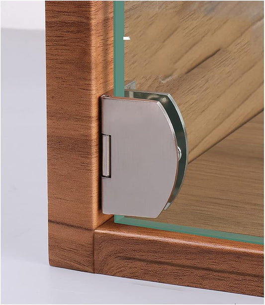 2 Pack Frameless Glass Door Hinges for Bathroom & Display Cabinets - Silver 90 Degree Hinge