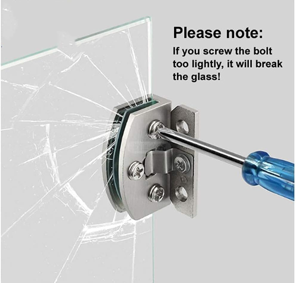 2 Pack Frameless Glass Door Hinges for Bathroom & Display Cabinets - Silver 90 Degree Hinge