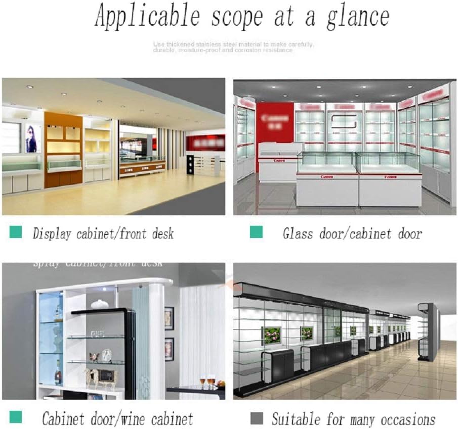 2 Pack Frameless Glass Door Hinges for Bathroom & Display Cabinets - Silver 90 Degree Hinge