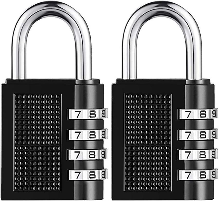 2 Pack Fretrecy Heavy Duty Combination Padlocks with Short Shackle - 4 Digit Resettable Locks for School, Gym, Outdoor Locker, Cabinet, Gate - 6.5cm Long