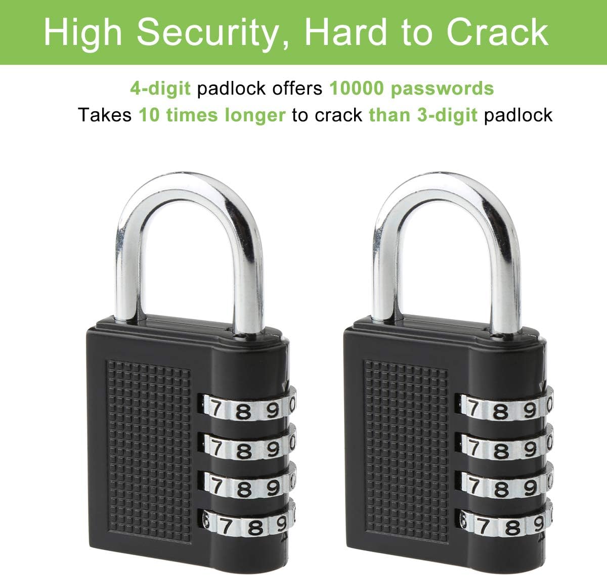 2 Pack Fretrecy Heavy Duty Combination Padlocks with Short Shackle - 4 Digit Resettable Locks for School, Gym, Outdoor Locker, Cabinet, Gate - 6.5cm Long