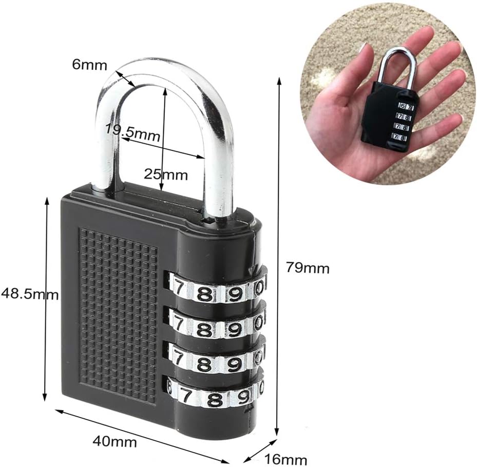 2 Pack Fretrecy Heavy Duty Combination Padlocks with Short Shackle - 4 Digit Resettable Locks for School, Gym, Outdoor Locker, Cabinet, Gate - 6.5cm Long