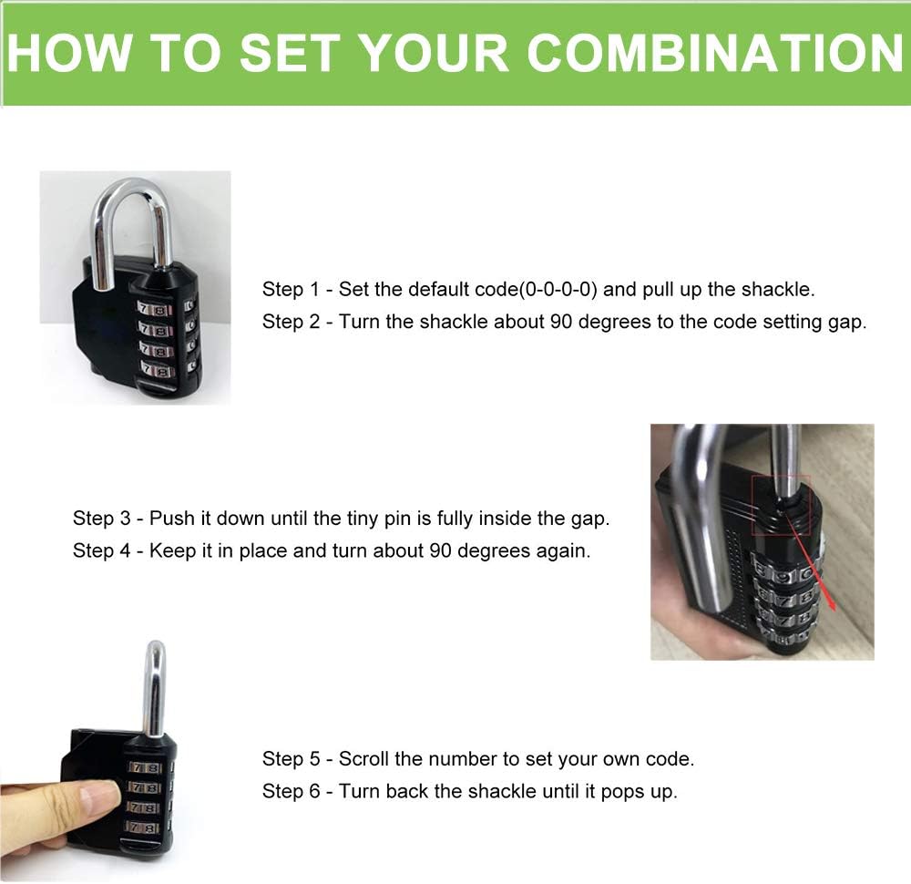 2 Pack Fretrecy Heavy Duty Combination Padlocks with Short Shackle - 4 Digit Resettable Locks for School, Gym, Outdoor Locker, Cabinet, Gate - 6.5cm Long