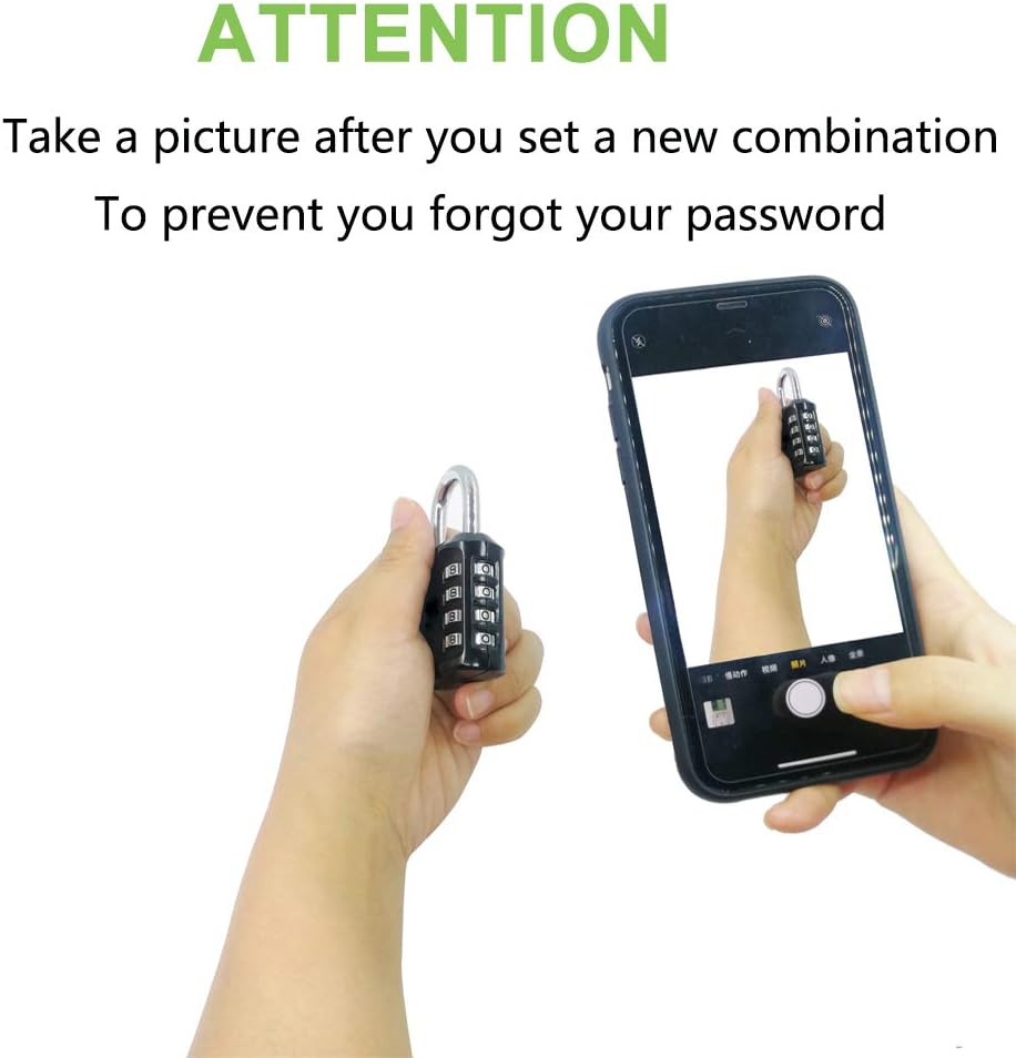 2 Pack Fretrecy Heavy Duty Combination Padlocks with Short Shackle - 4 Digit Resettable Locks for School, Gym, Outdoor Locker, Cabinet, Gate - 6.5cm Long