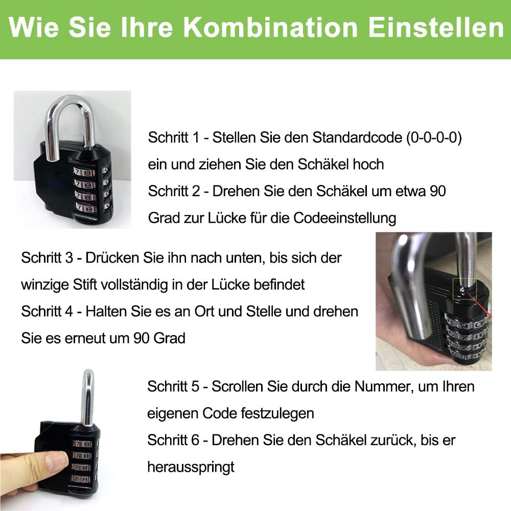 2 Pack Fretrecy Heavy Duty Combination Padlocks with Short Shackle - 4 Digit Resettable Locks for School, Gym, Outdoor Locker, Cabinet, Gate - 6.5cm Long