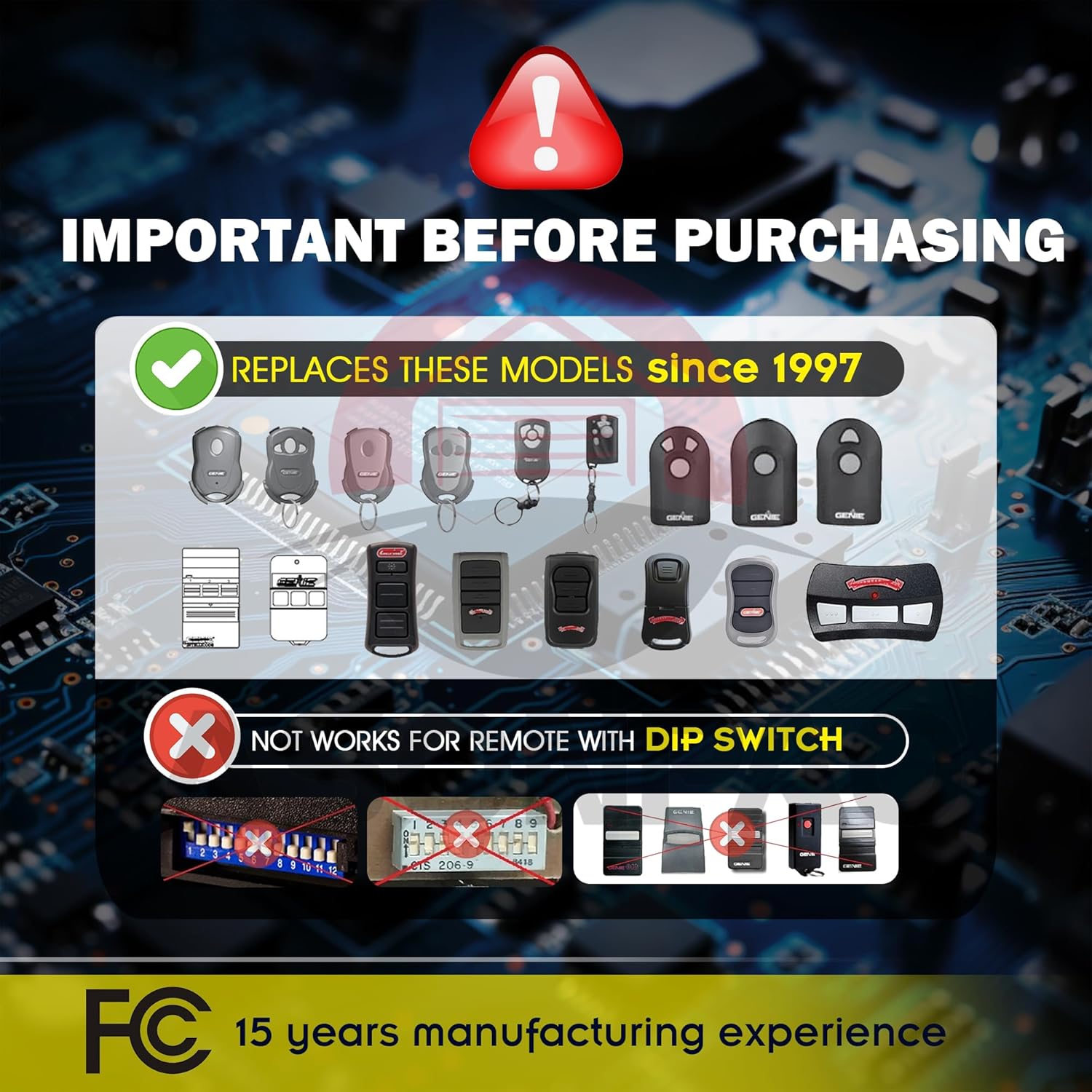 2-Pack GIT-1 ACSCTG Type 1 Garage Door Opener Remotes with 3-Year Warranty, Long-Lasting Lithium Battery, Ultra-Long Range - Compatible with Overhead Door Legacy Python Genie 1997-Present