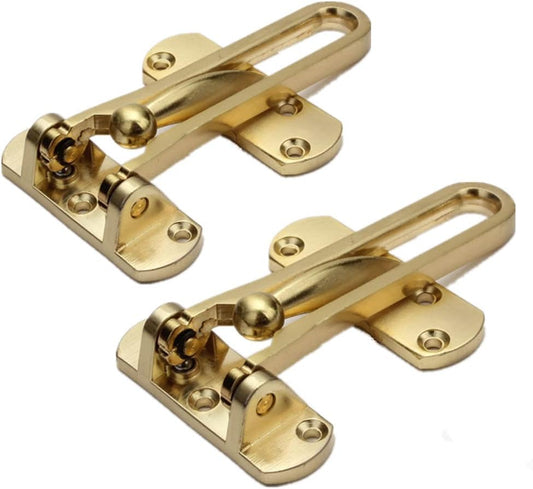 2 Pack Golden Door Reinforcement Lock Swing Bar for Home Security - Solid Latch Guard Clasp for Front Doors