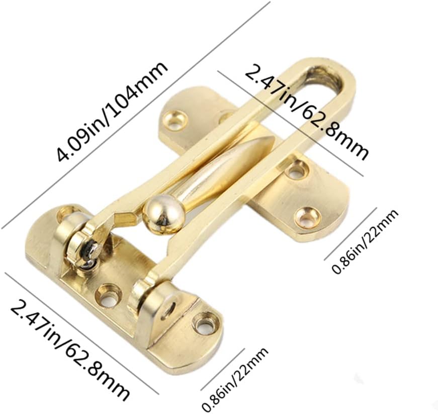2 Pack Golden Door Reinforcement Lock Swing Bar for Home Security - Solid Latch Guard Clasp for Front Doors