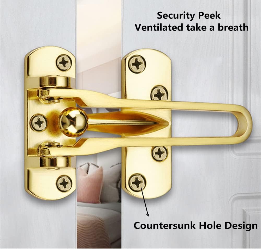 2 Pack Golden Door Reinforcement Lock Swing Bar for Home Security - Solid Latch Guard Clasp for Front Doors