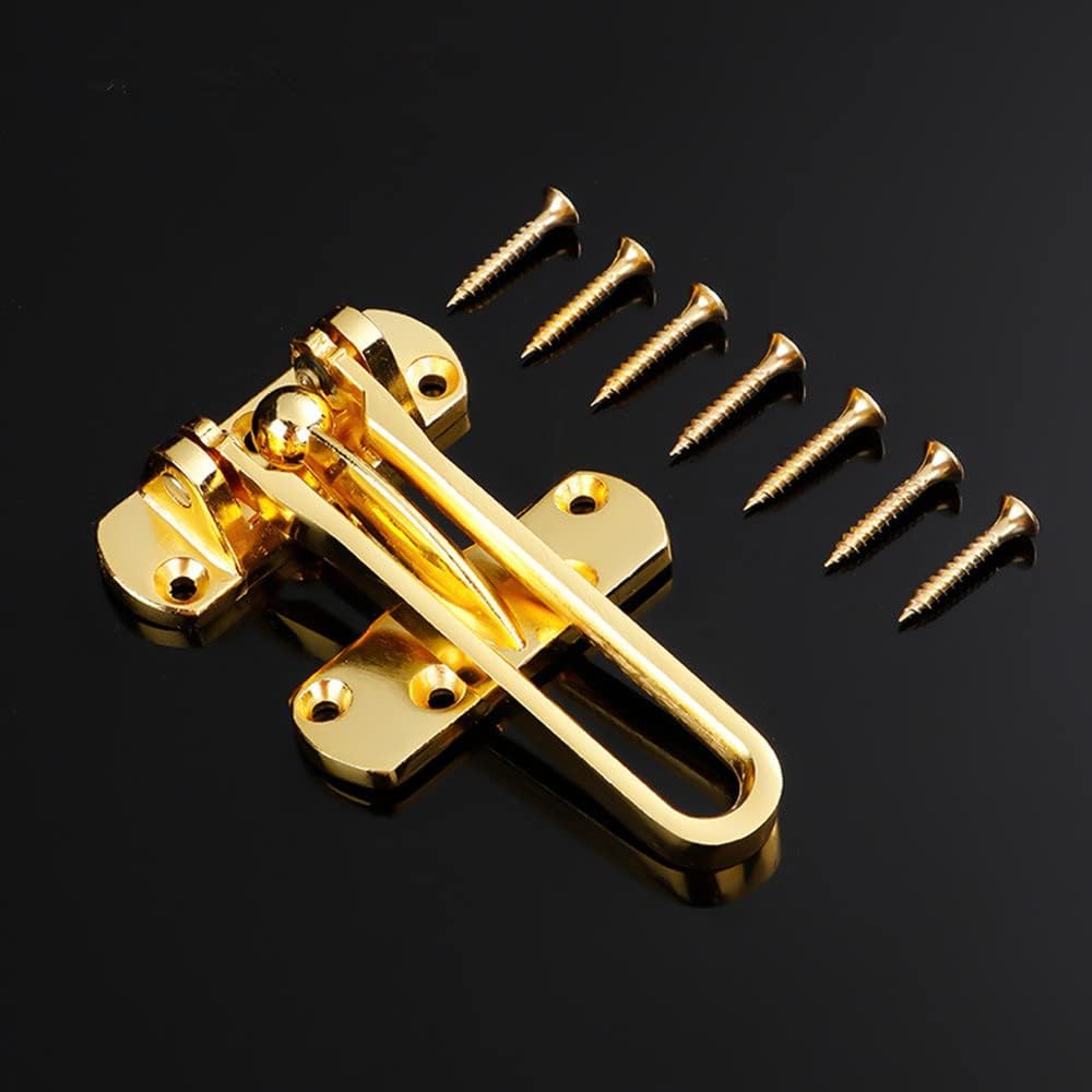 2 Pack Golden Door Reinforcement Lock Swing Bar for Home Security - Solid Latch Guard Clasp for Front Doors