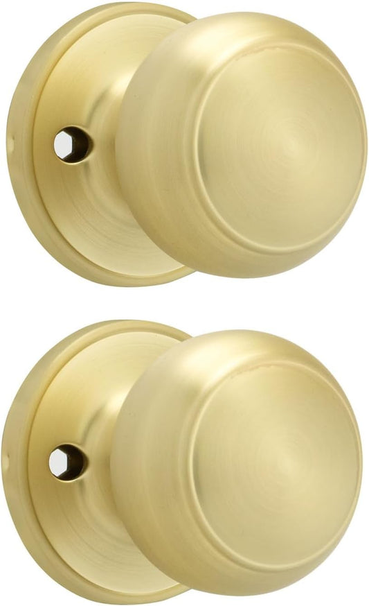 2 Pack Goldenwarm Brushed Gold Dummy Door Knobs - Inactive Half Knob for Closet Doors - Brass No-Turning Knob