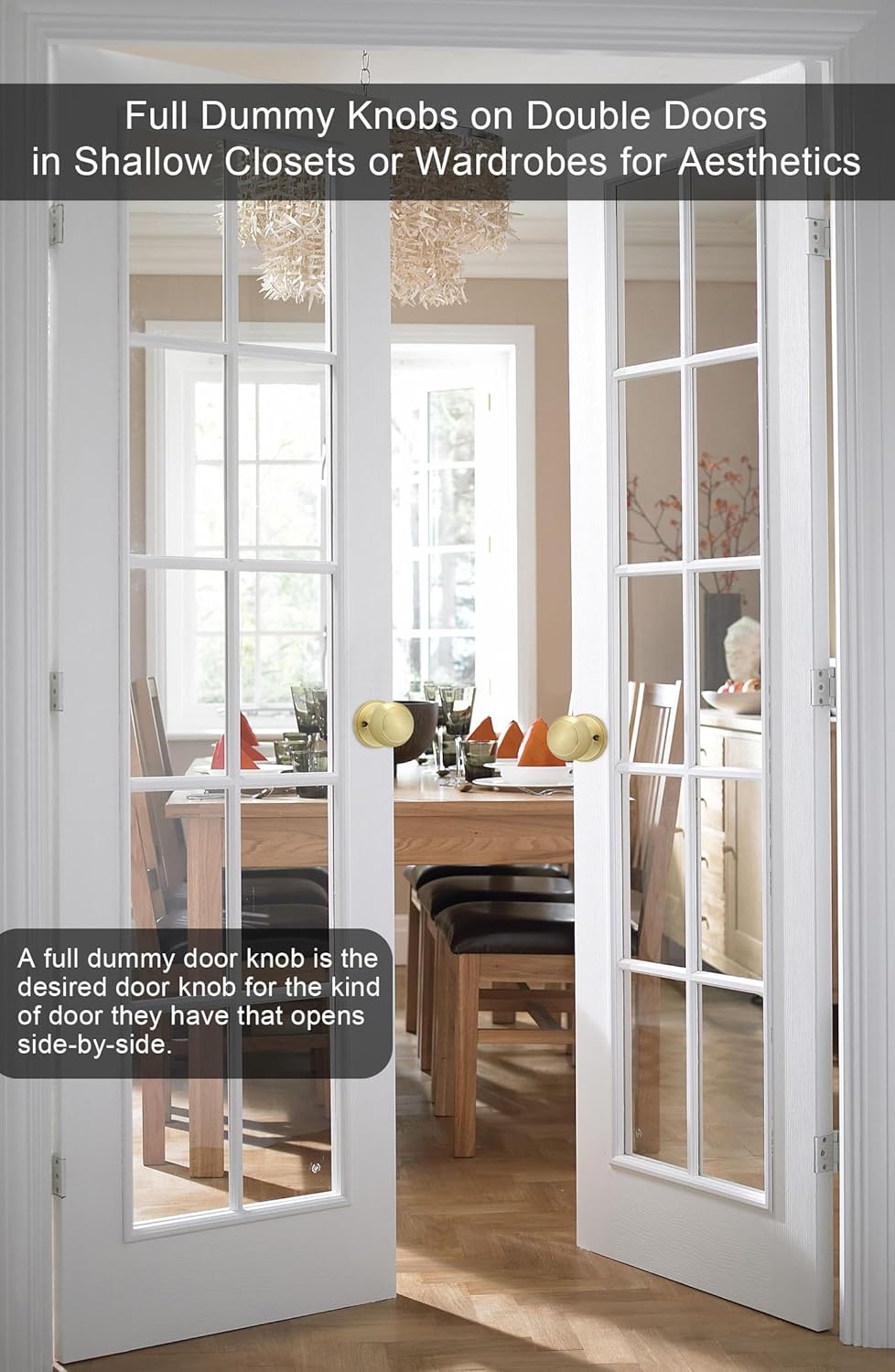 2 Pack Goldenwarm Brushed Gold Dummy Door Knobs - Inactive Half Knob for Closet Doors - Brass No-Turning Knob