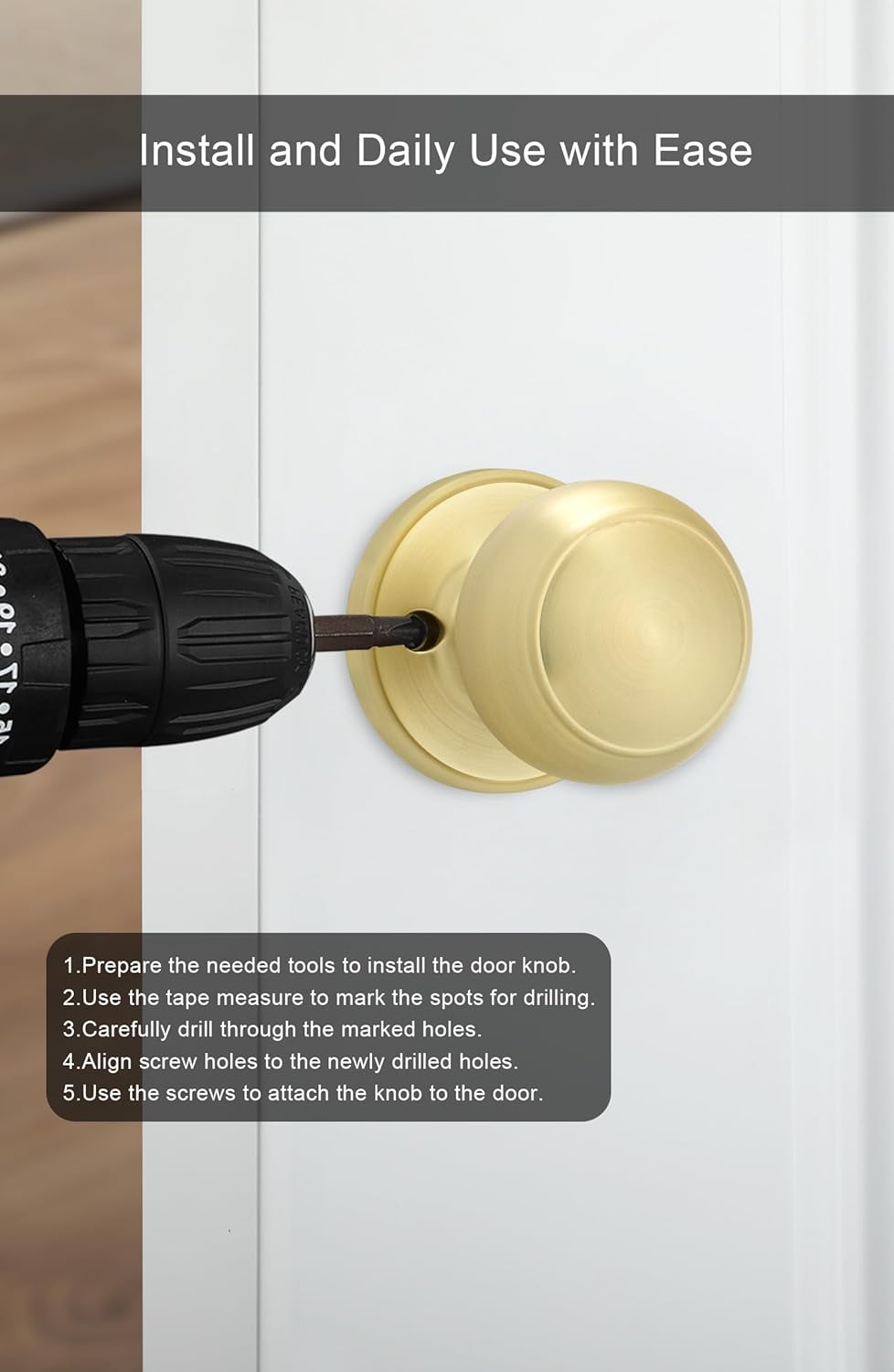 2 Pack Goldenwarm Brushed Gold Dummy Door Knobs - Inactive Half Knob for Closet Doors - Brass No-Turning Knob