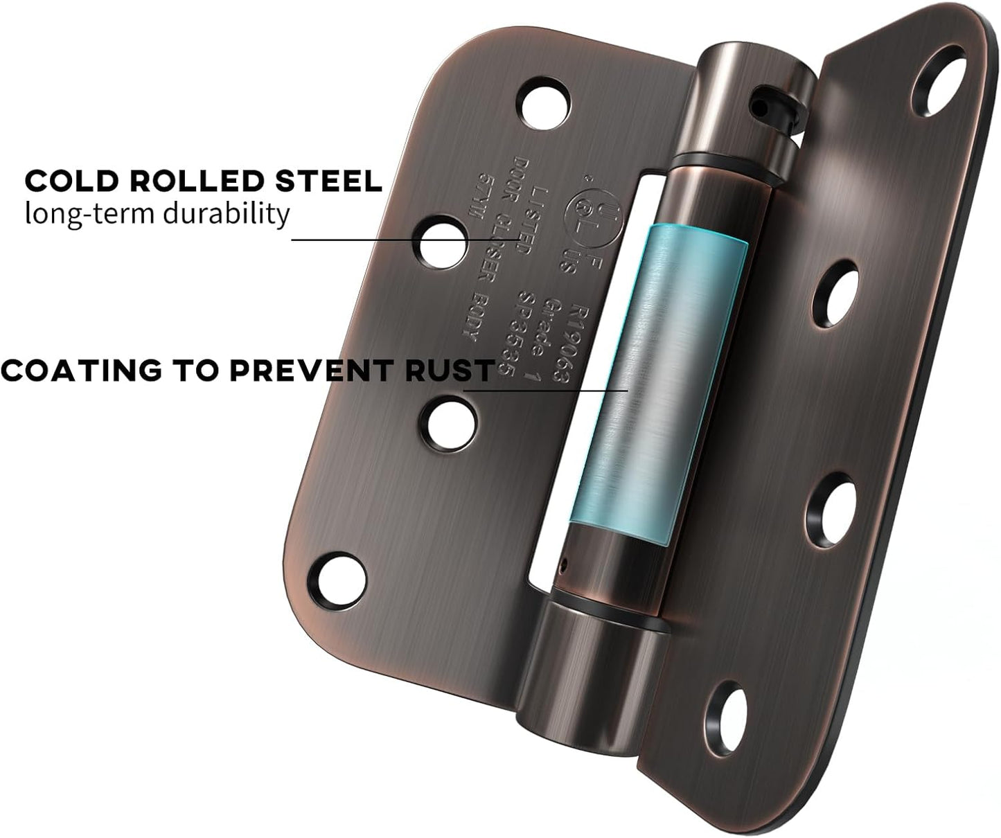 2 Pack Goldenwarm Oil Rubbed Bronze Self Closing Door Hinges - 4 Inch with 5/8" Radius Corners, Adjustable Residential & Heavy-Duty Hardware