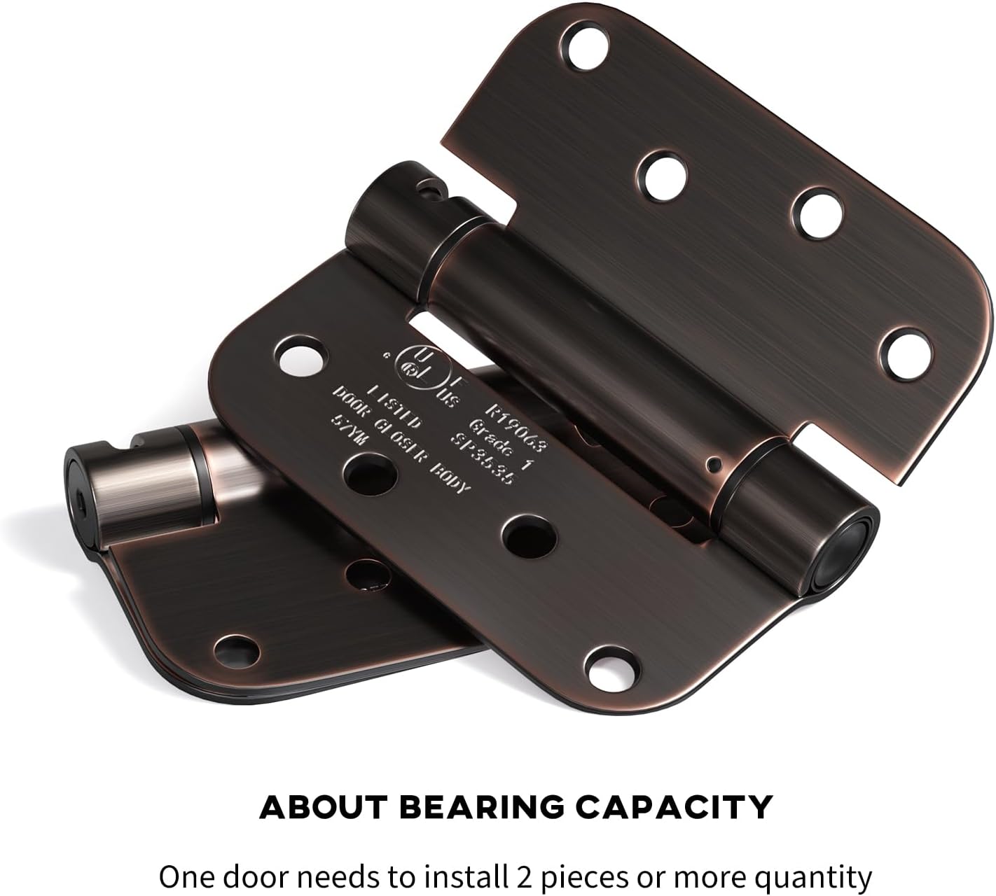 2 Pack Goldenwarm Oil Rubbed Bronze Self Closing Door Hinges - 4 Inch with 5/8" Radius Corners, Adjustable Residential & Heavy-Duty Hardware