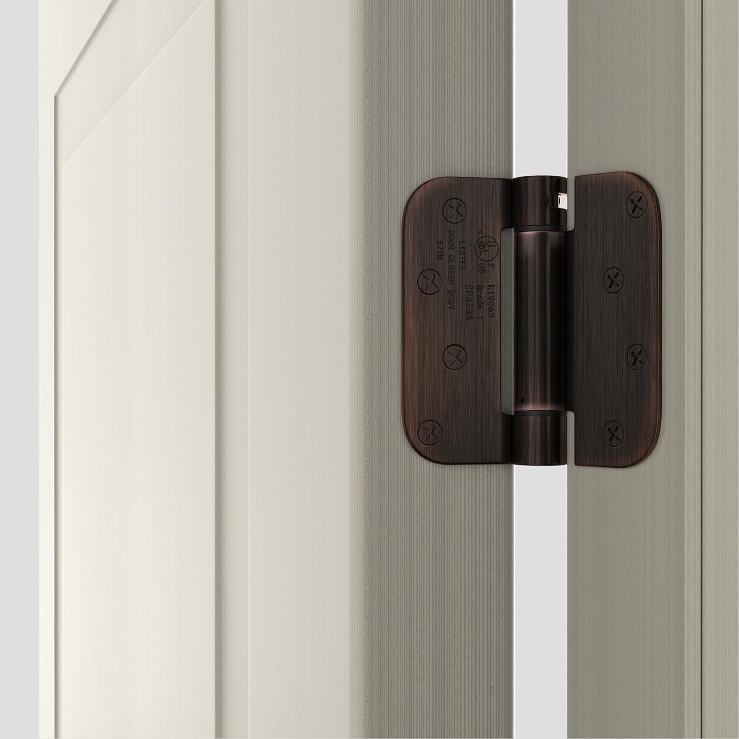 2 Pack Goldenwarm Oil Rubbed Bronze Self Closing Door Hinges - 4 Inch with 5/8" Radius Corners, Adjustable Residential & Heavy-Duty Hardware