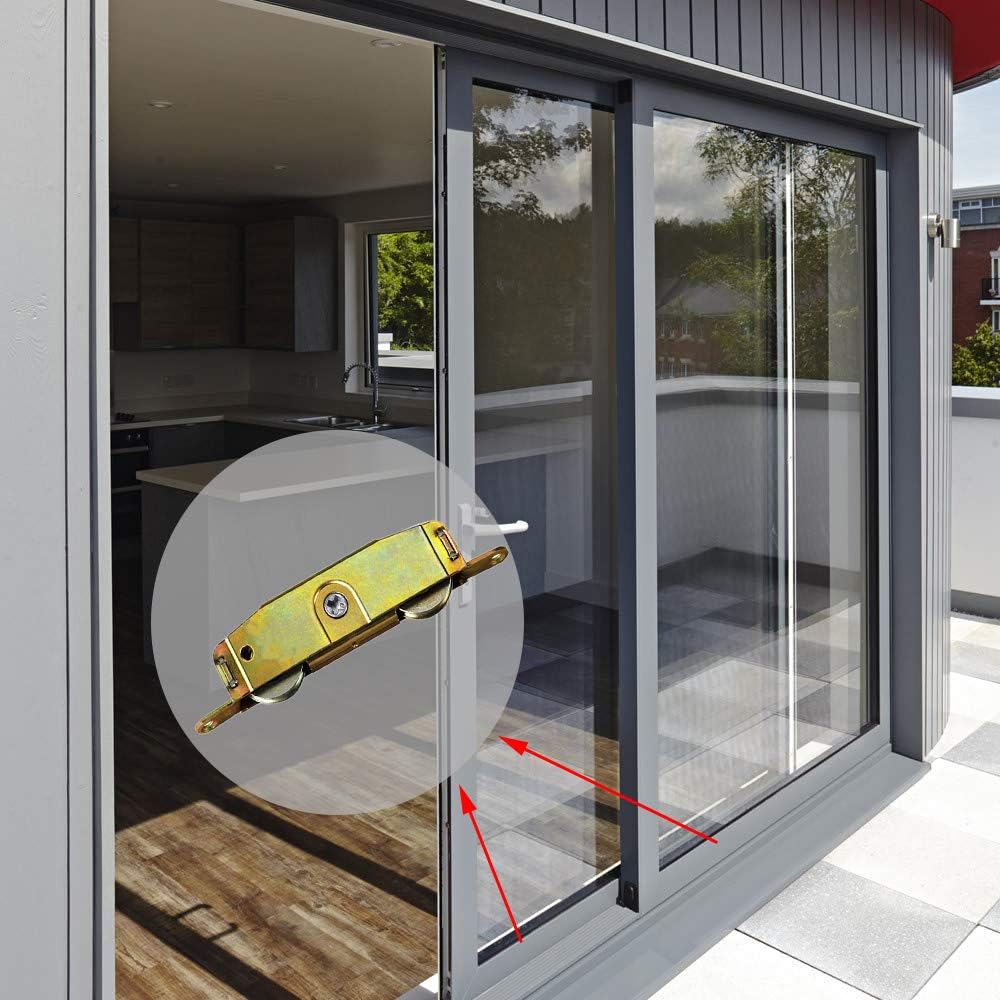 2 Pack HauSun Heavy Duty Sliding Patio Door Roller Assembly with 1-1/4 Inch Steel Ball Wheel Bearing and Side Adjustable Feature