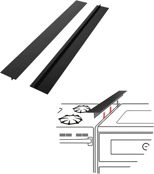 2-Pack Heat Resistant Black Silicone Stove Gap Covers, 25 Inches, Easy to Clean
