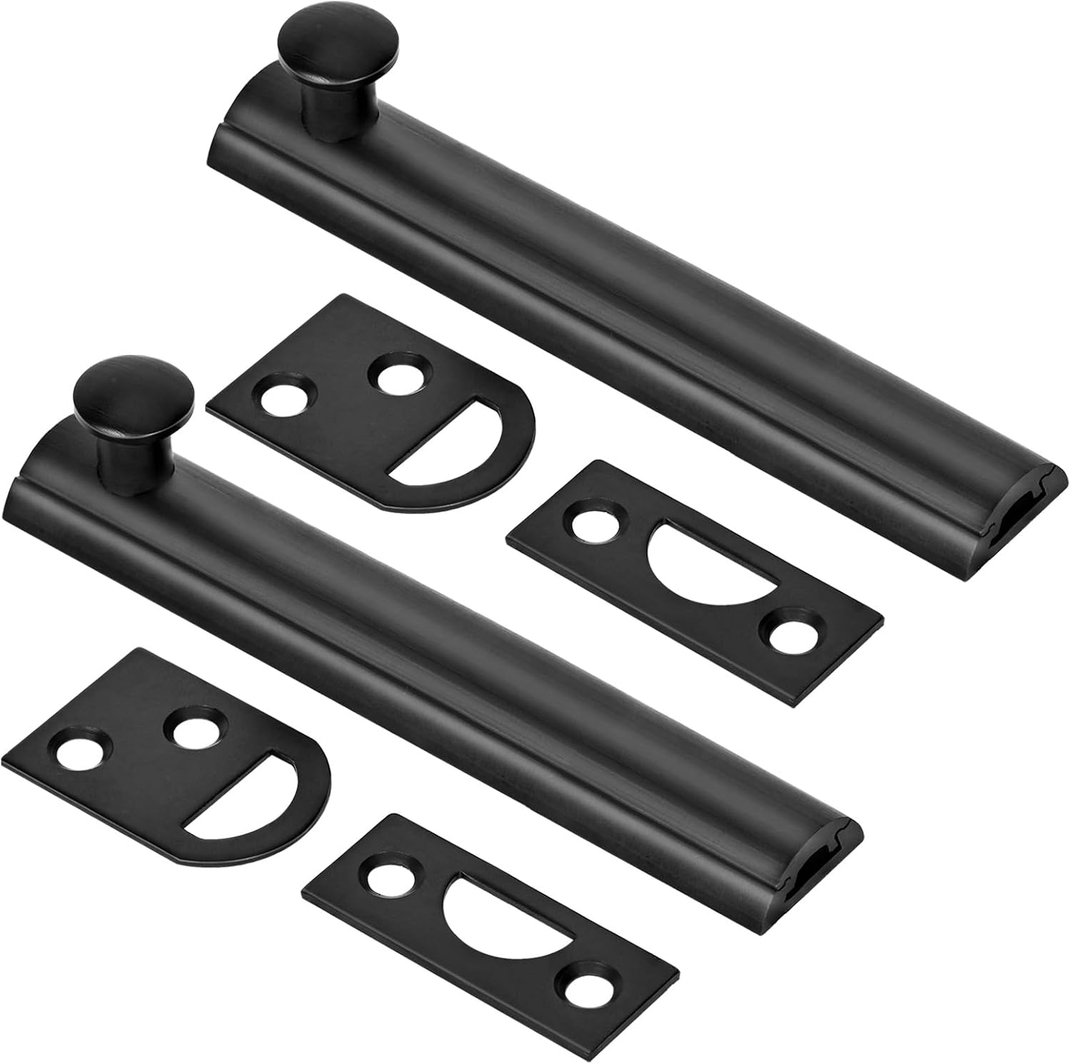 2 Pack Heavy Duty 4 Inch Solid Brass Surface Bolt for Doors - Concealed Slide Black Bolt