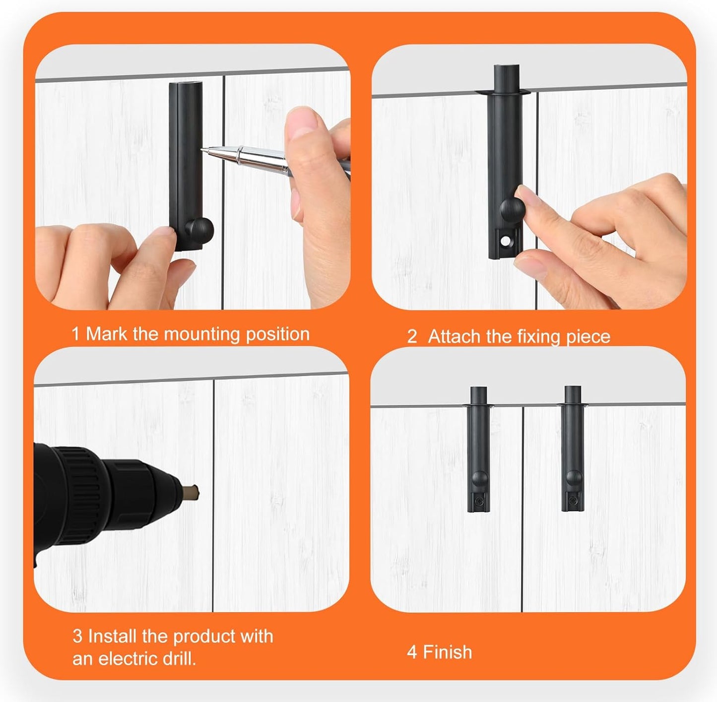 2 Pack Heavy Duty 4 Inch Solid Brass Surface Bolt for Doors - Concealed Slide Black Bolt