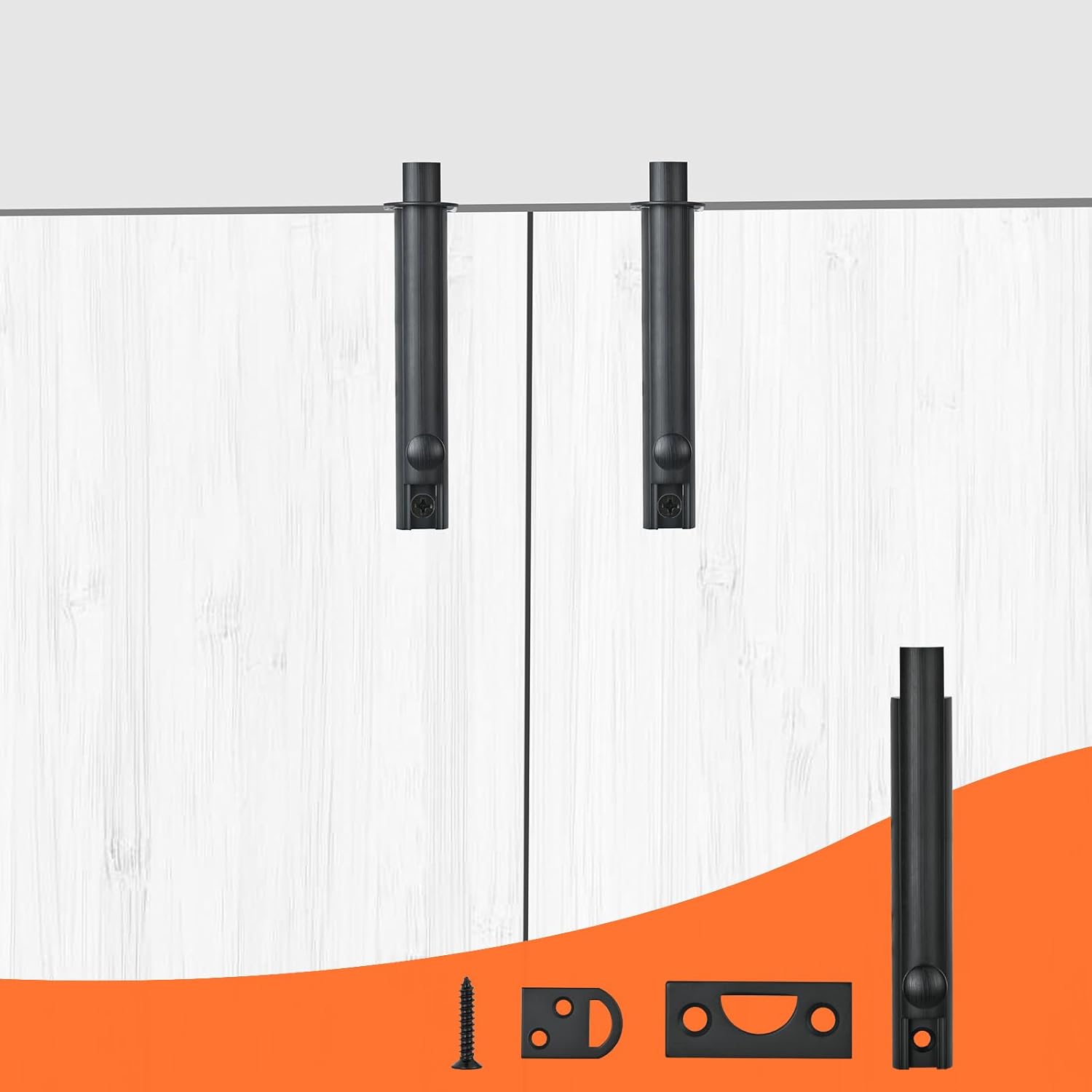 2 Pack Heavy Duty 4 Inch Solid Brass Surface Bolt for Doors - Concealed Slide Black Bolt