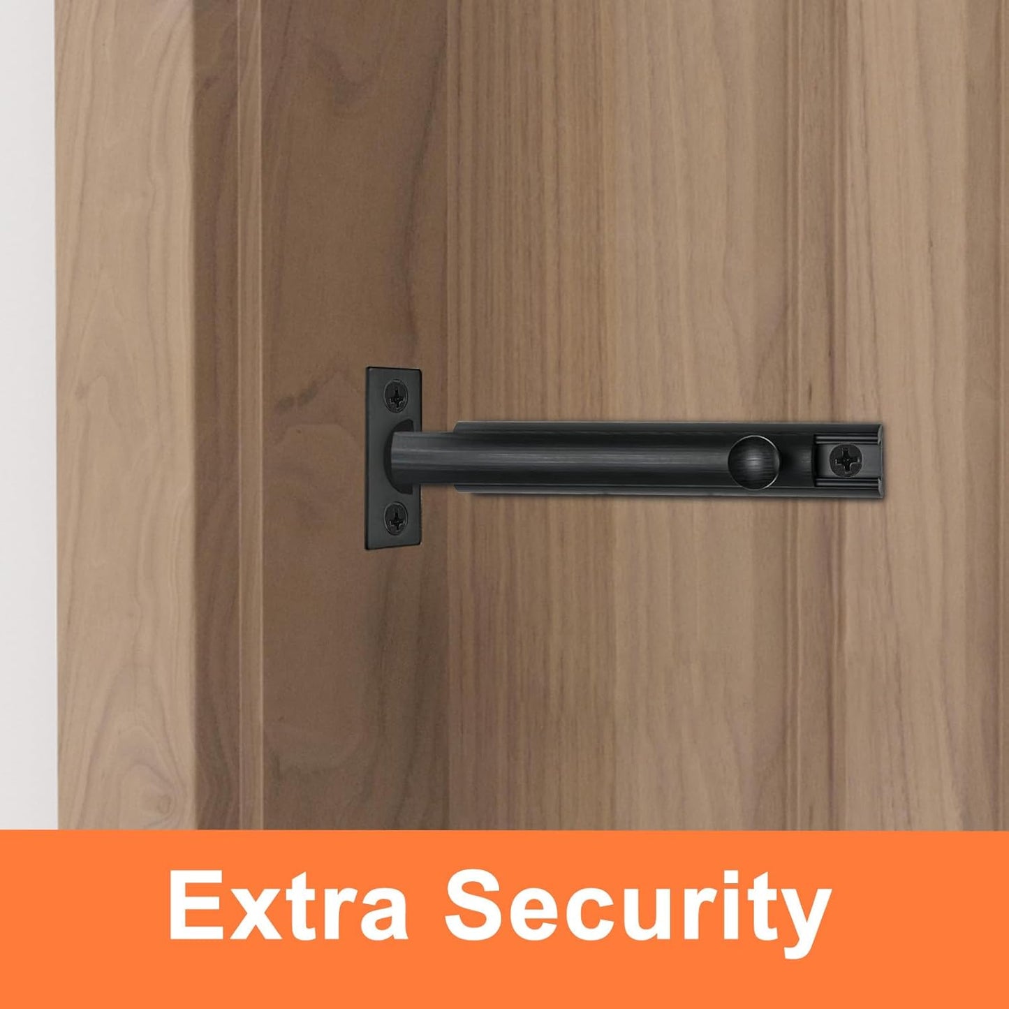 2 Pack Heavy Duty 4 Inch Solid Brass Surface Bolt for Doors - Concealed Slide Black Bolt