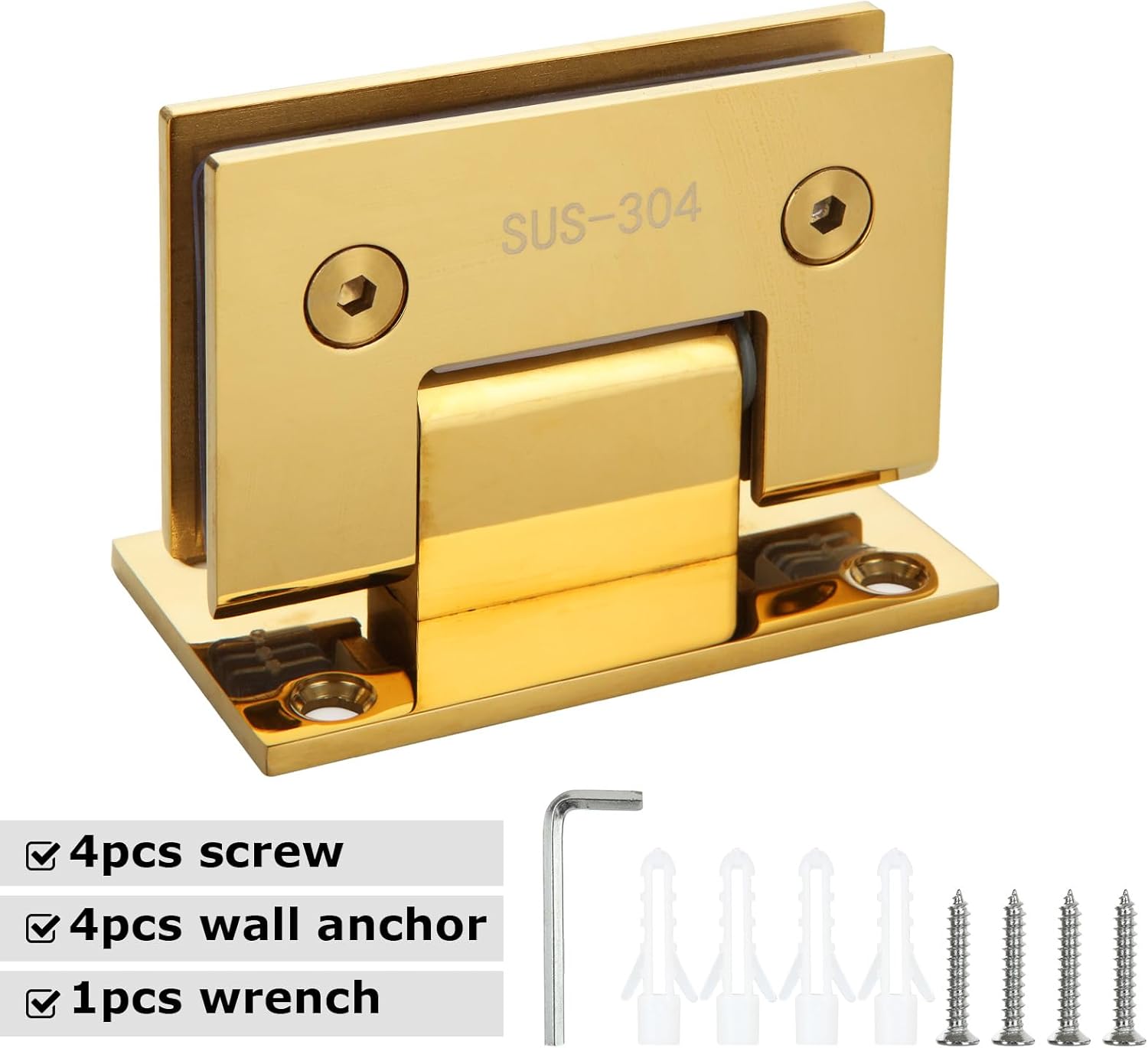 2 Pack Heavy Duty 90 Degree Glass Door Hinges for 8-12 mm Frameless Shower Doors - Stainless Steel Bathroom Gate Clamp - Wall-to-Glass Replacement Part