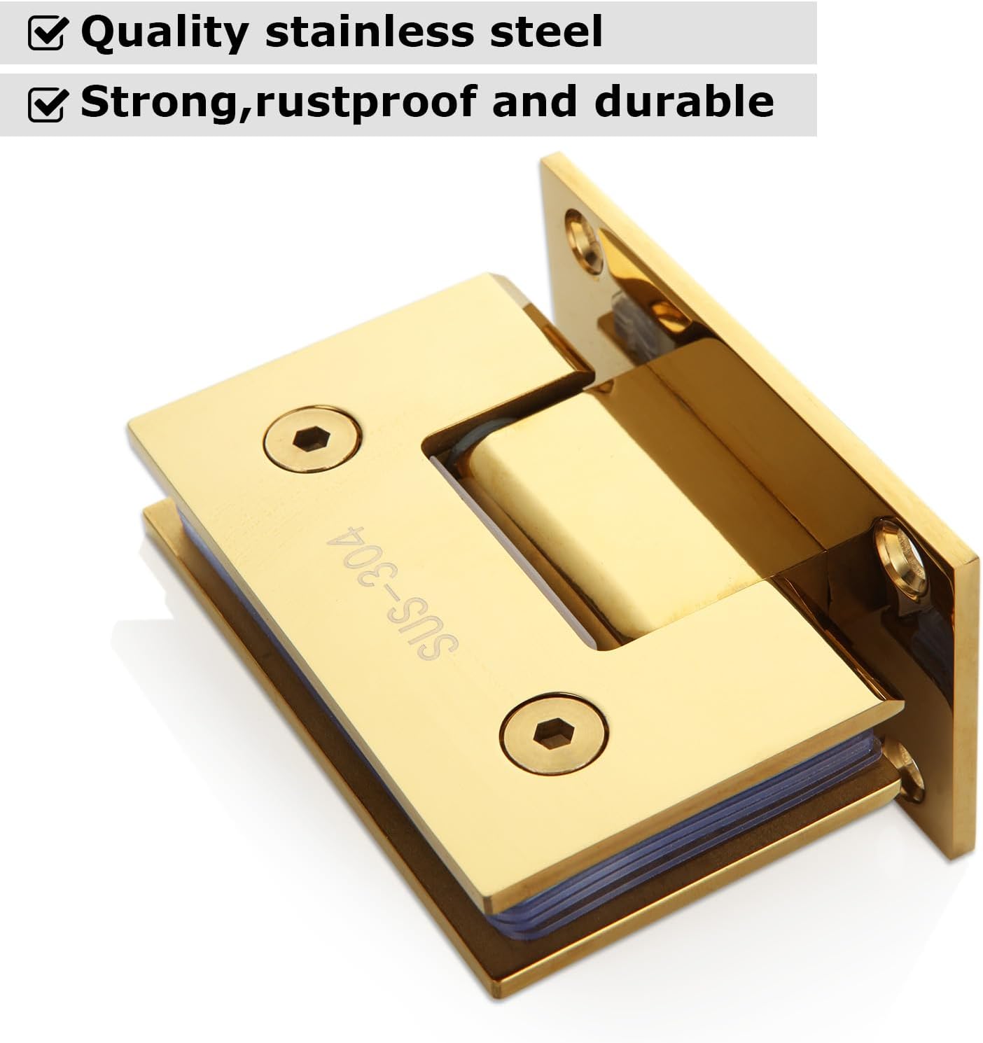 2 Pack Heavy Duty 90 Degree Glass Door Hinges for 8-12 mm Frameless Shower Doors - Stainless Steel Bathroom Gate Clamp - Wall-to-Glass Replacement Part