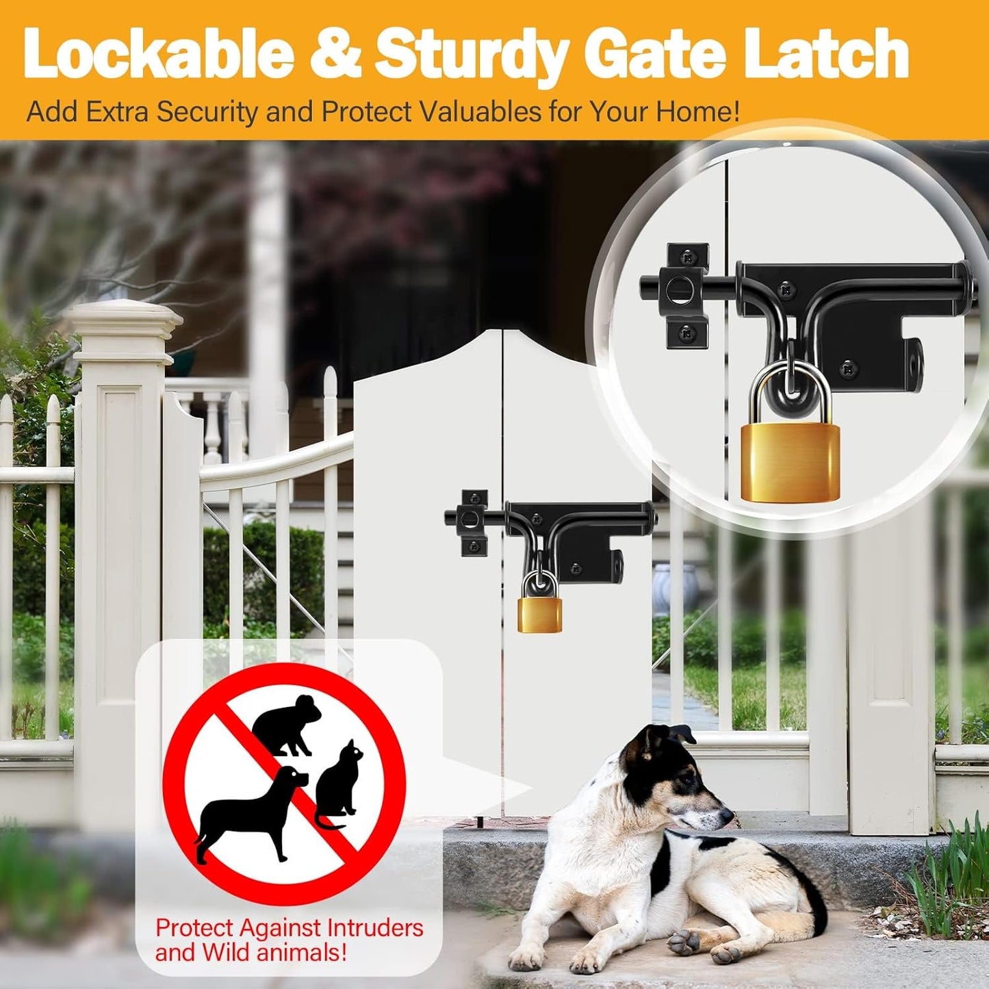 2 Pack Heavy Duty Black Barrel Bolt Locking Sliding Latch for Outdoor Gates and Doors - Ideal for Wooden Fence, Shed, Barn - Padlock Hole for Security - HELEMAN Door Lock Bolt Gate Latch