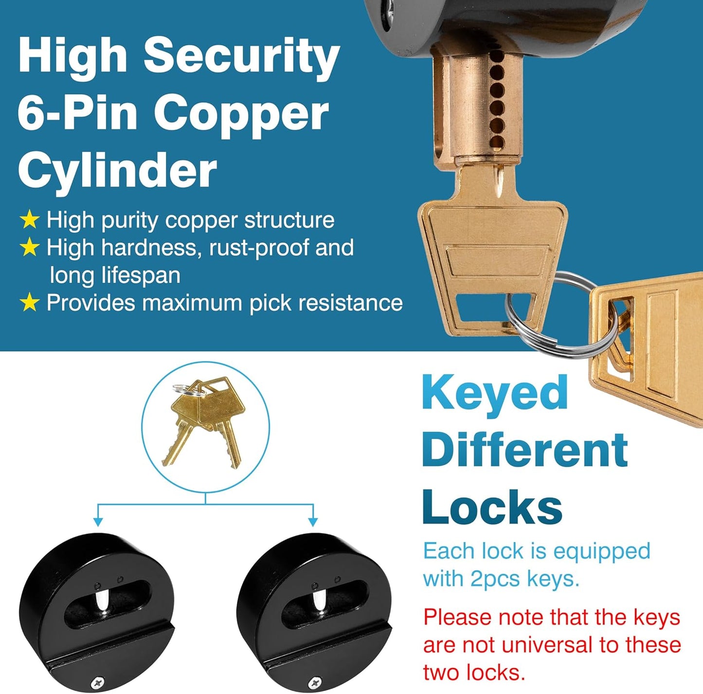2-Pack Heavy Duty Hidden Shackle Lock Set with Hasp Holder for Trailers - Black, Keyed Different, 2-7/8" Padlock