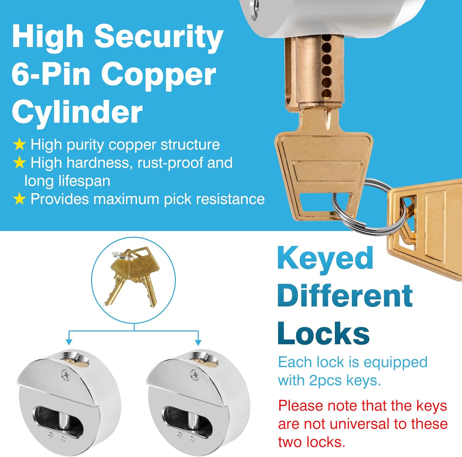 2-Pack Heavy Duty Hidden Shackle Lock Set with Keyed Different Hasp and Steel Puck Lock Holder Bracket for Trailer Door