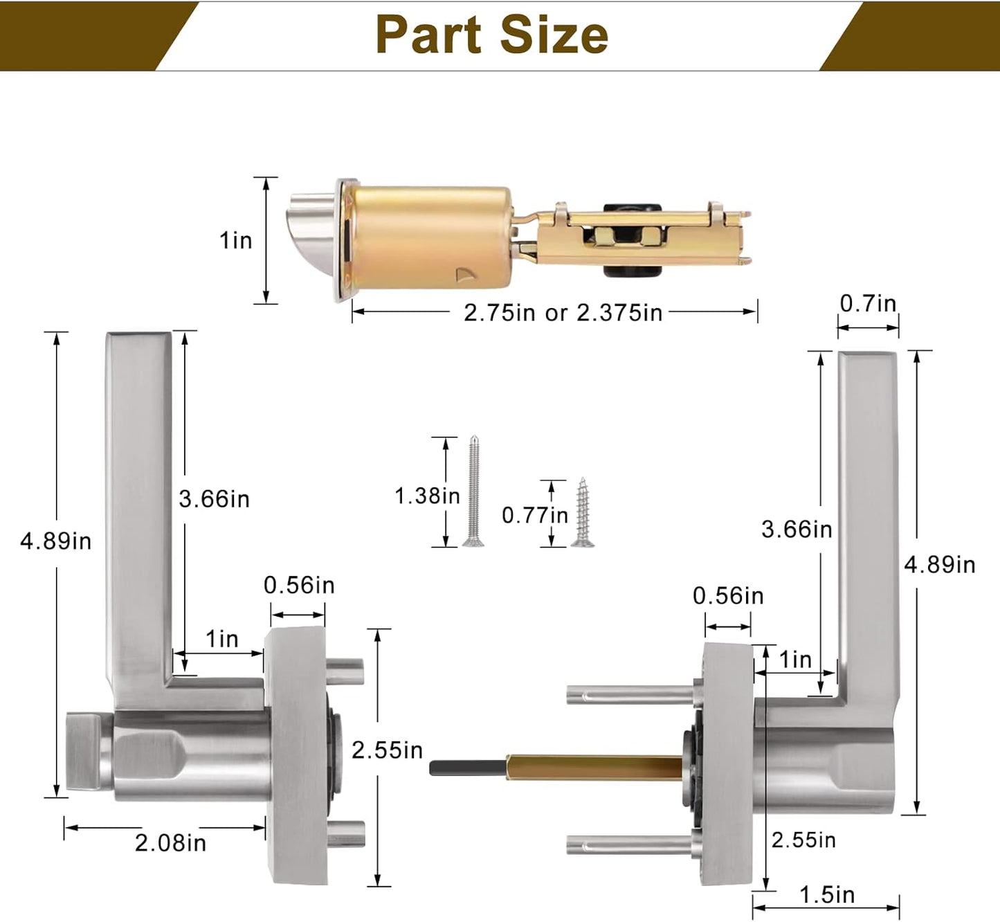 2 Pack Heavy Duty Satin Nickel Exterior Door Handle with Lock and Key for Commercial and Residential Areas - Modern Entrance Lever for Front Door
