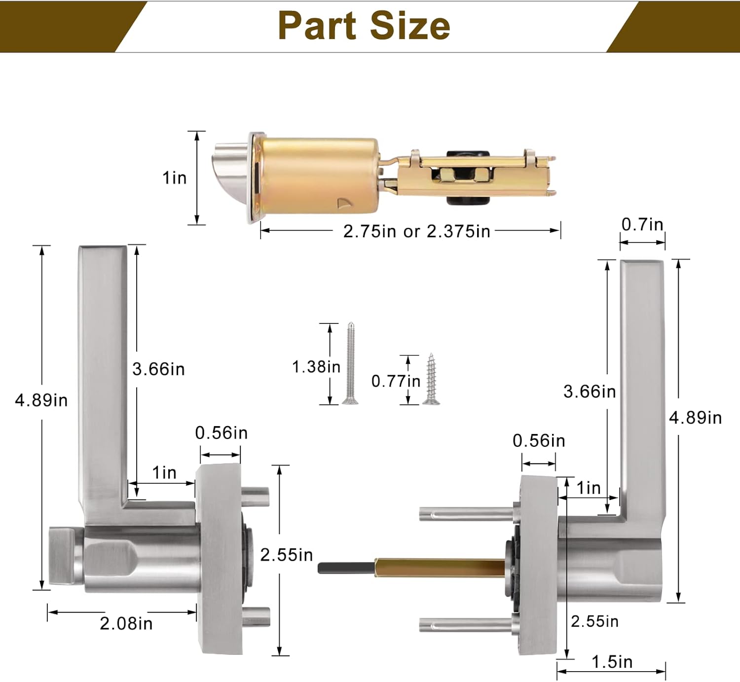 2 Pack Heavy Duty Satin Nickel Exterior Door Handle with Lock and Key for Commercial and Residential Areas - Modern Entrance Lever for Front Door