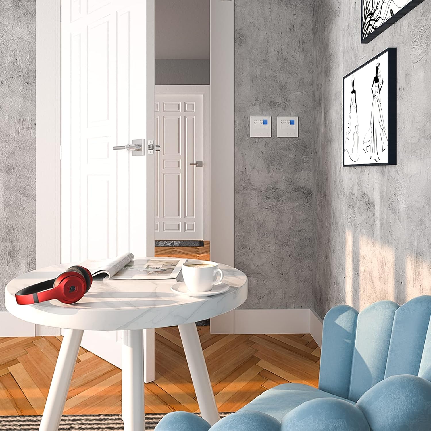 2 Pack Heavy Duty Satin Nickel Exterior Door Handle with Lock and Key for Commercial and Residential Areas - Modern Entrance Lever for Front Door