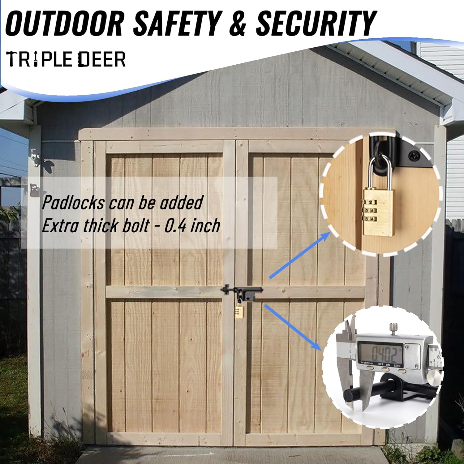 2 Pack Heavy Duty Slide Bolt Gate Latch with Padlock Hole - Black, for Wooden Fence, Yard, Shed, Barn