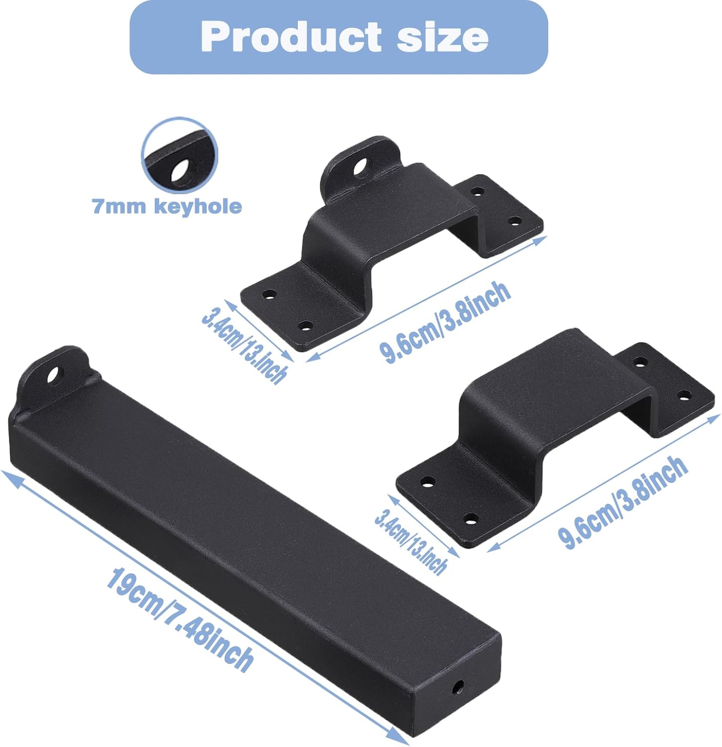 2 Pack Heavy Duty Slide Gate Latch with Padlock Hole for Wooden Fences, Barn Doors, Outdoor Gates - Matte Black