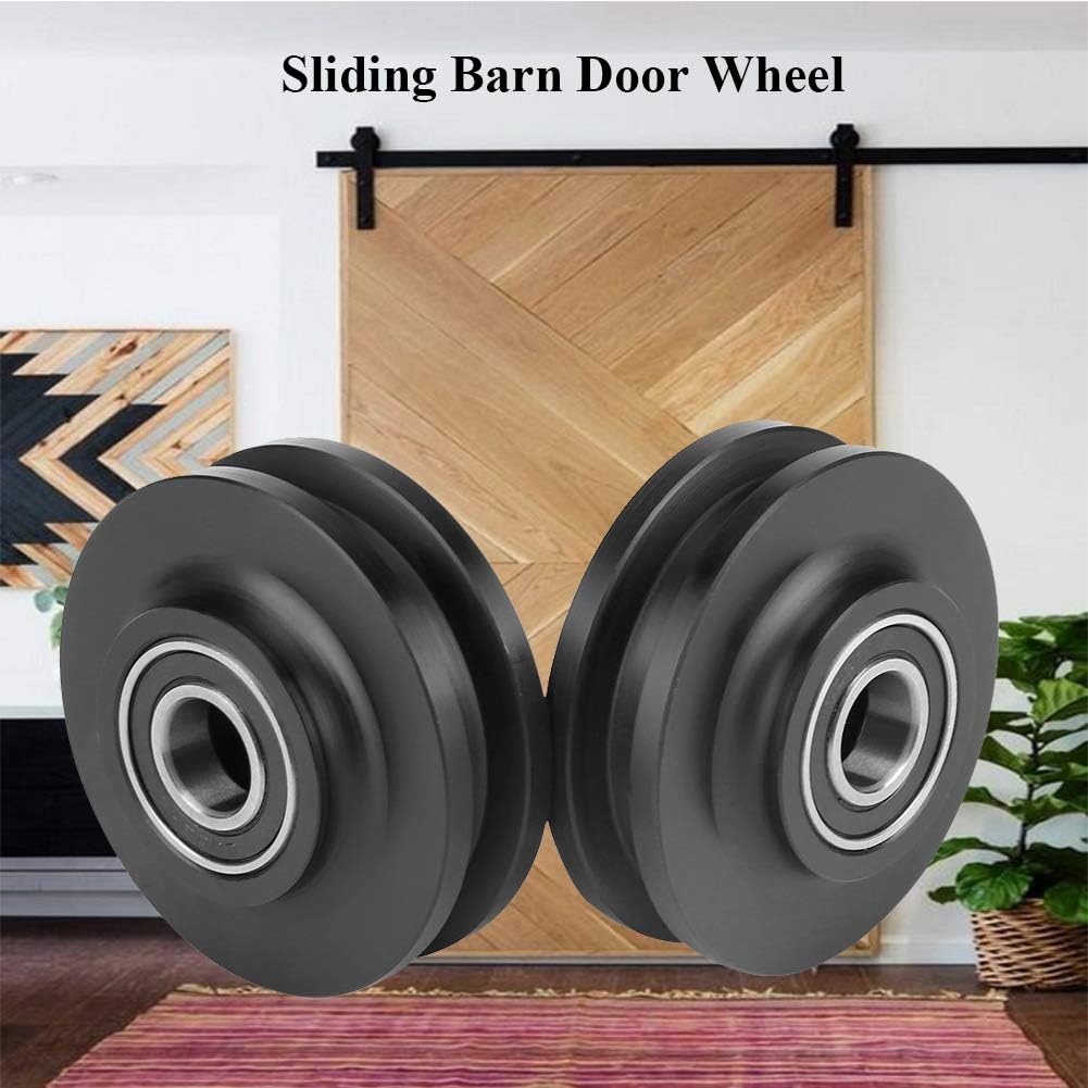 2-Pack Heavy Duty Sliding Barn Door Wheels - Smooth & Quiet Pulley Rollers for DIY Barn Doors - Cabinet Window Hardware