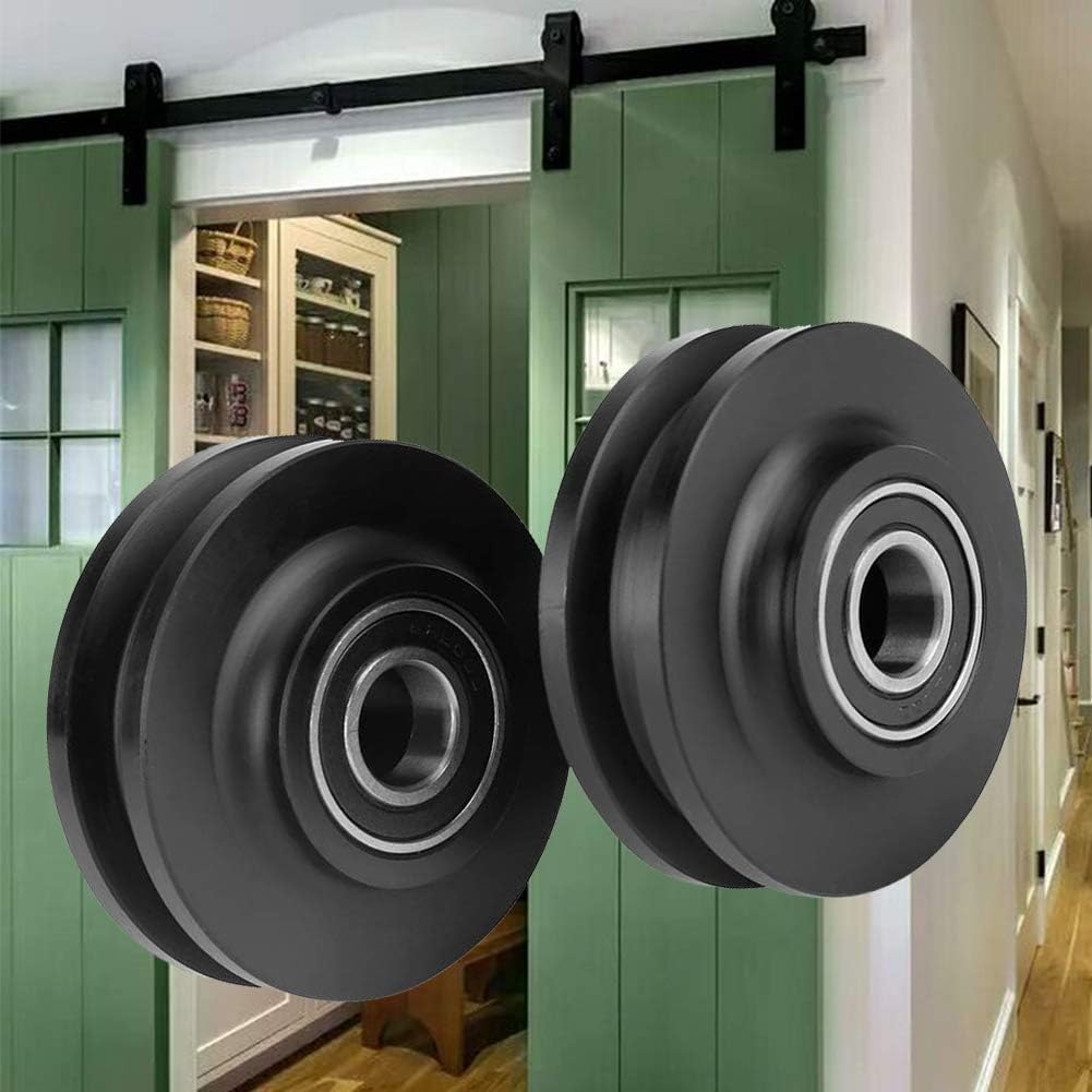 2-Pack Heavy Duty Sliding Barn Door Wheels - Smooth & Quiet Pulley Rollers for DIY Barn Doors - Cabinet Window Hardware