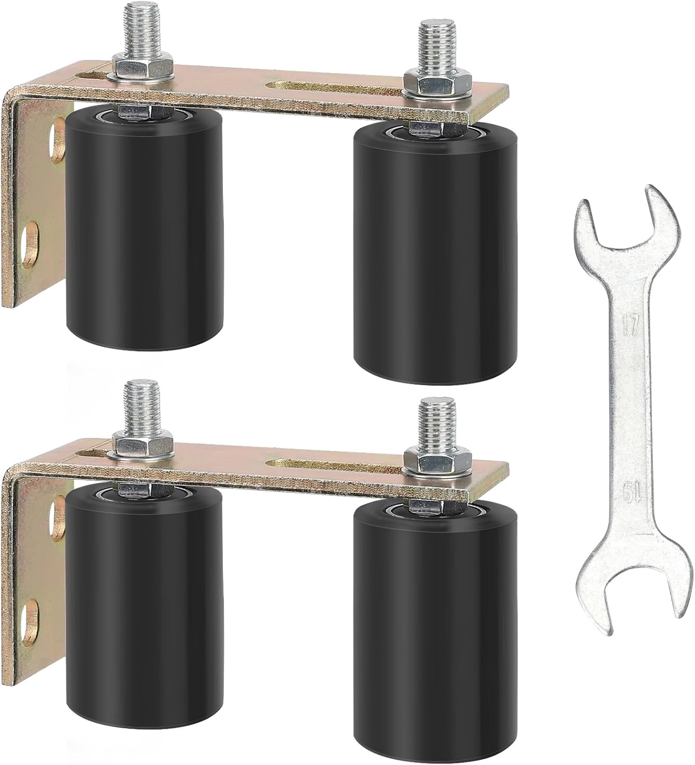 2 Pack Heavy Duty Sliding Gate Roller Guide Kit with L-Brackets - Universal Adjustable 2-3/4" Rolling Gate Hardware - WildKart