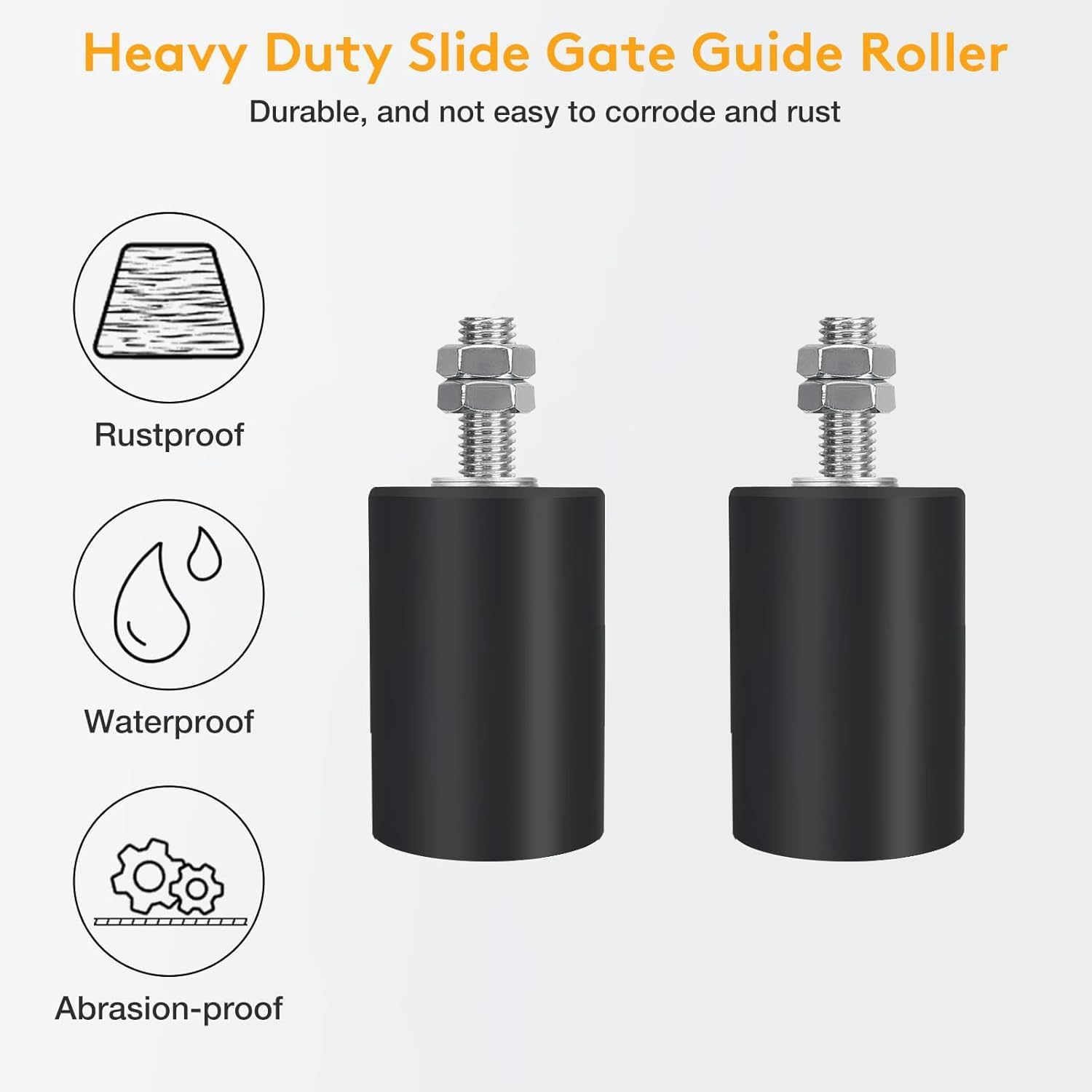 2 Pack Heavy Duty Sliding Gate Roller Guide Kit with L-Brackets - Universal Adjustable 2-3/4" Rolling Gate Hardware - WildKart