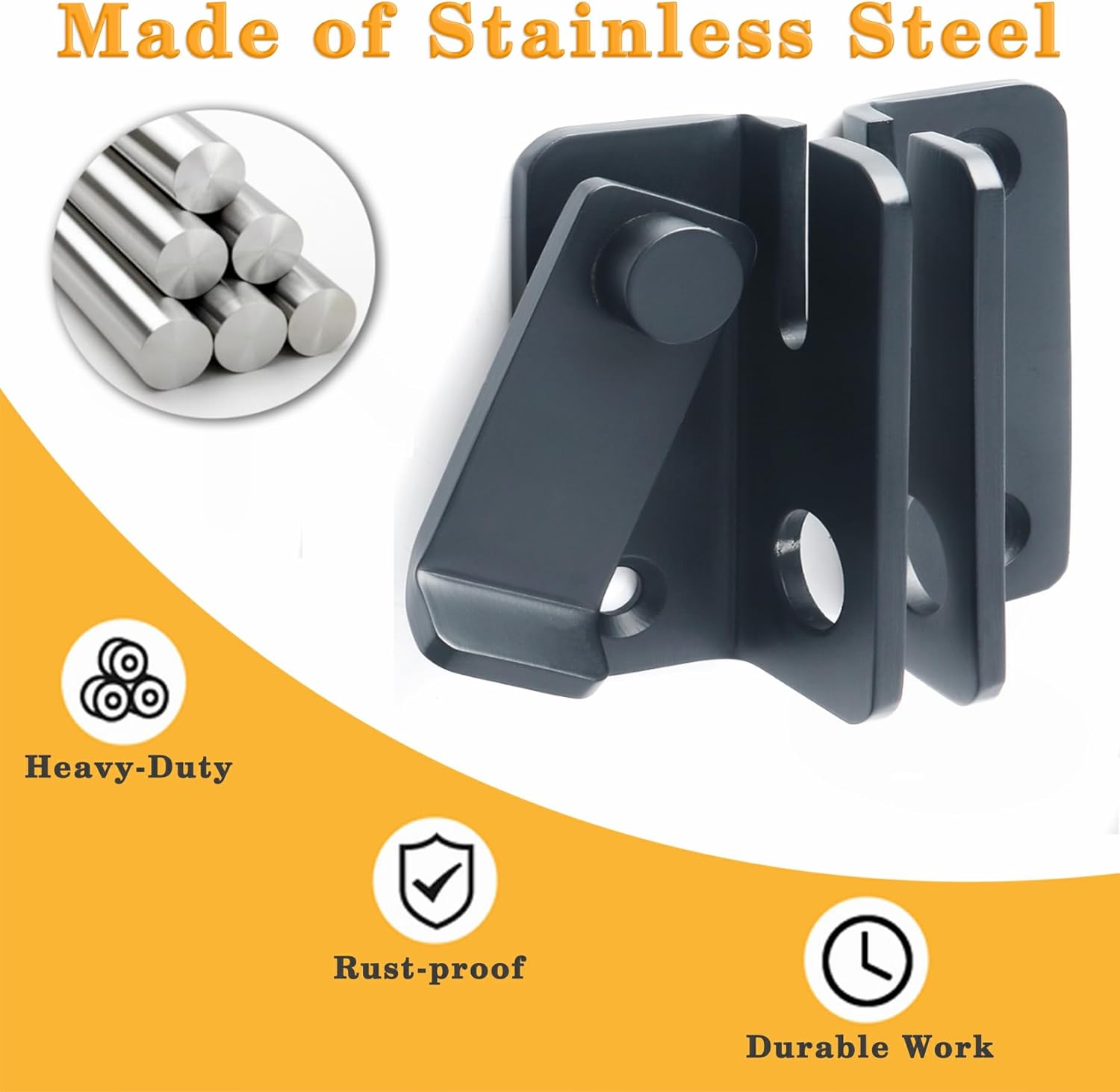 2 Pack Heavy Duty Stainless Steel Matte Black Flip Latch Gate Latches for Barn Cabinet Pet Cage Garden Garage Window Sliding Door