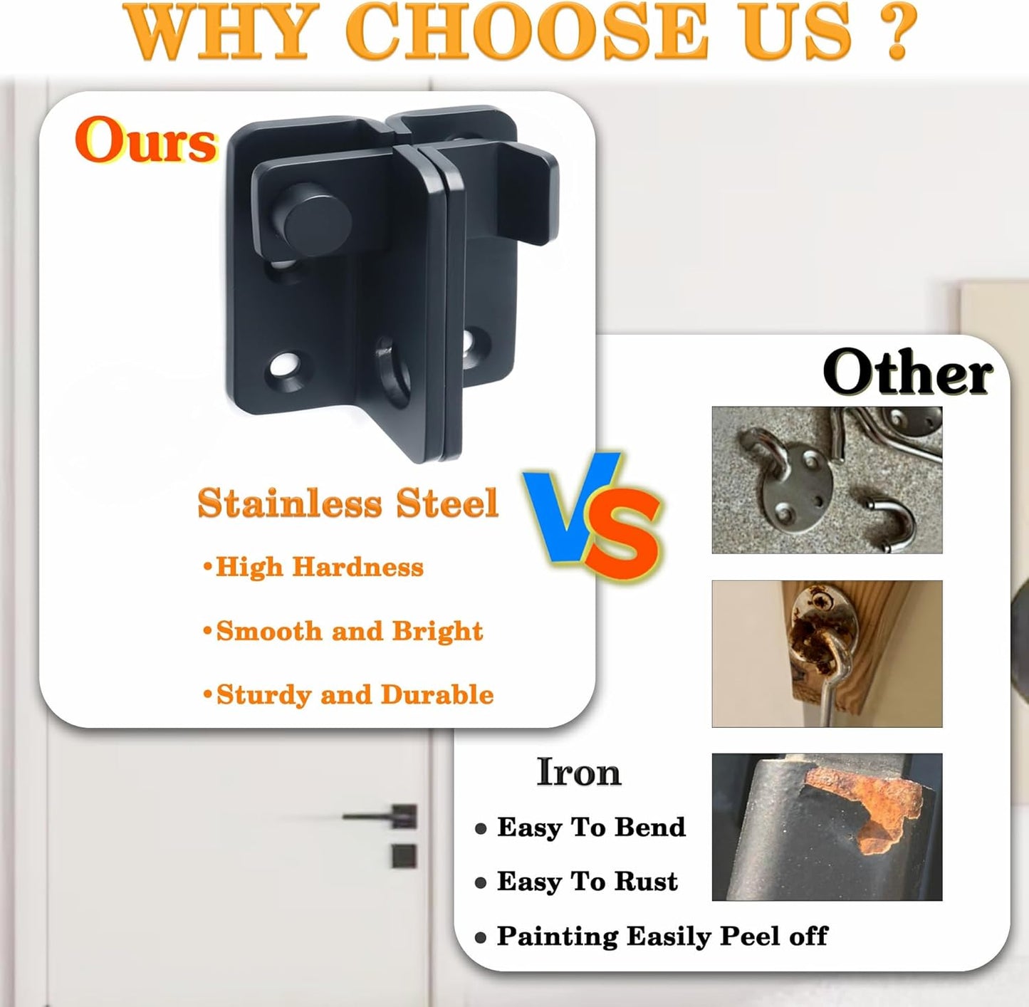 2 Pack Heavy Duty Stainless Steel Matte Black Flip Latch Gate Latches for Barn Cabinet Pet Cage Garden Garage Window Sliding Door