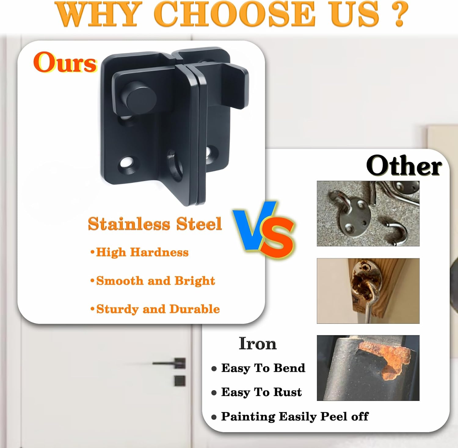 2 Pack Heavy Duty Stainless Steel Matte Black Flip Latch Gate Latches for Barn Cabinet Pet Cage Garden Garage Window Sliding Door