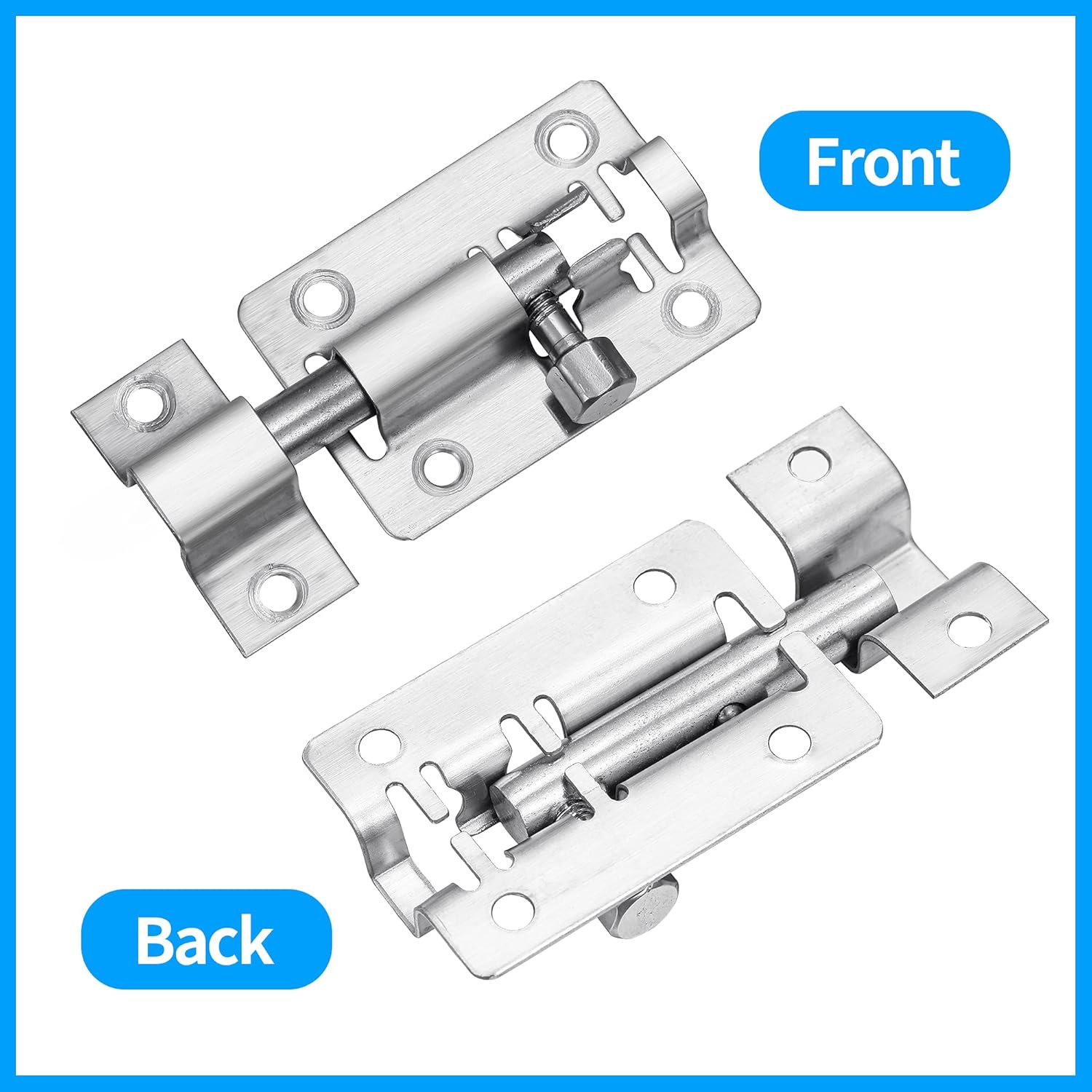 2 Pack Heavy Duty Stainless Steel Slide Latch Locks - 2 Inch Barrel Bolt Locks for Doors, Bedrooms, Chests, Cabinets, Windows, Fences - Includes Screws