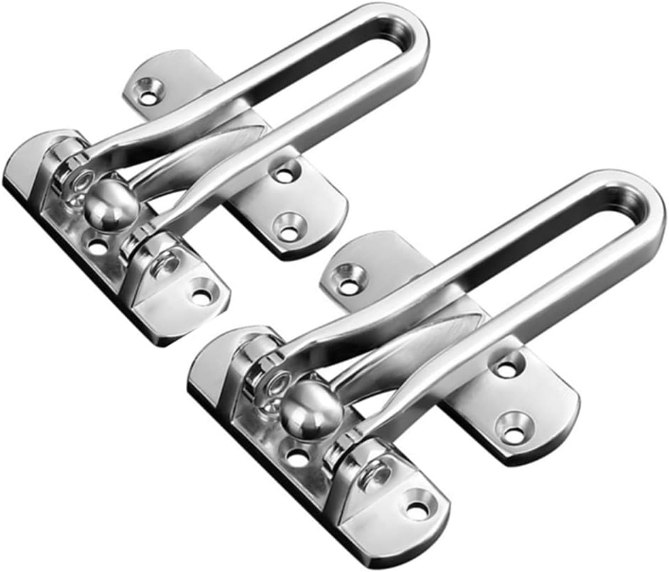 2 Pack Home Security Door Reinforcement Lock Swing Bar for Kids, Solid Latch Guard Clasp, Front Door Locks for Swing-in Doors