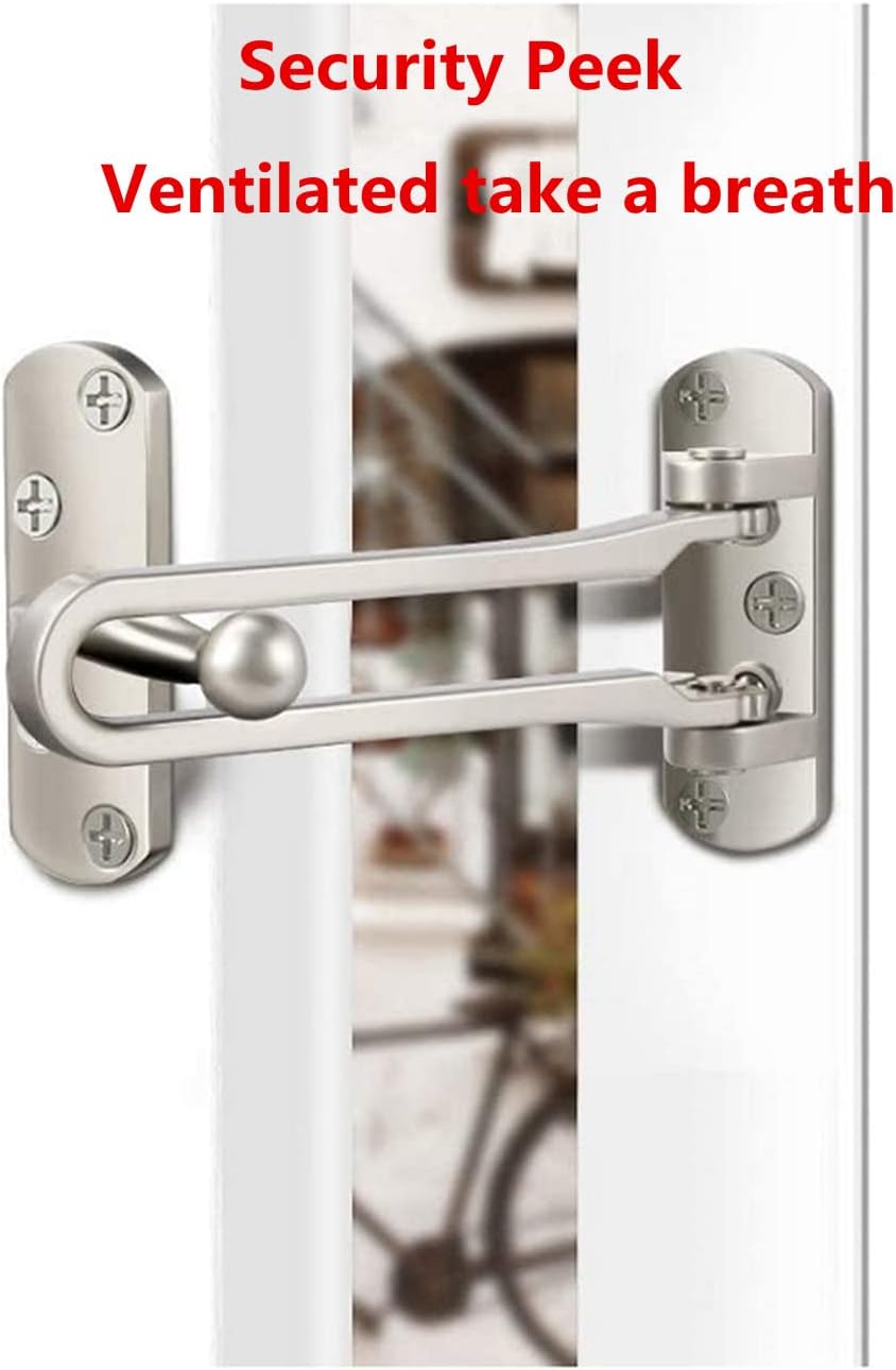 2 Pack Home Security Door Reinforcement Lock Swing Bar for Kids, Solid Latch Guard Clasp, Front Door Locks for Swing-in Doors