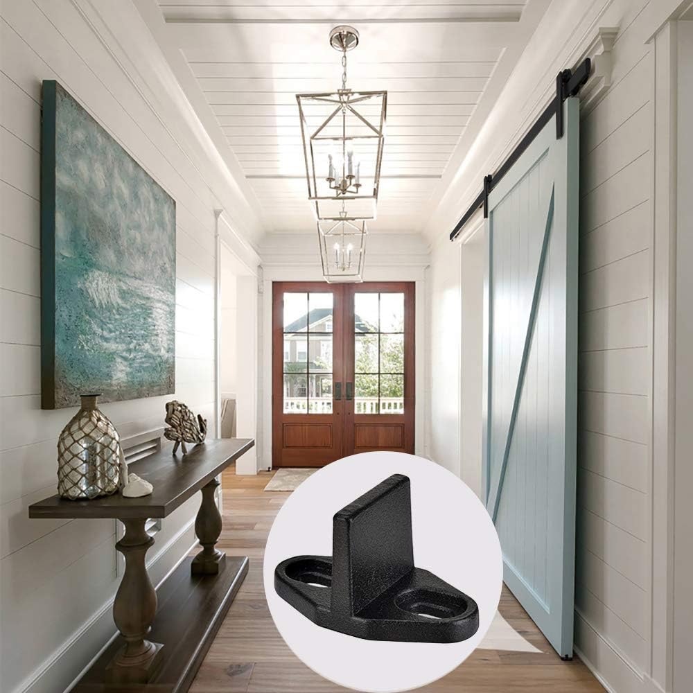 2 Pack Homode Barn Door Floor Guide - Sliding T Shape Bottom Guide Mount - Heavy Duty Metal Hardware, Matte Black