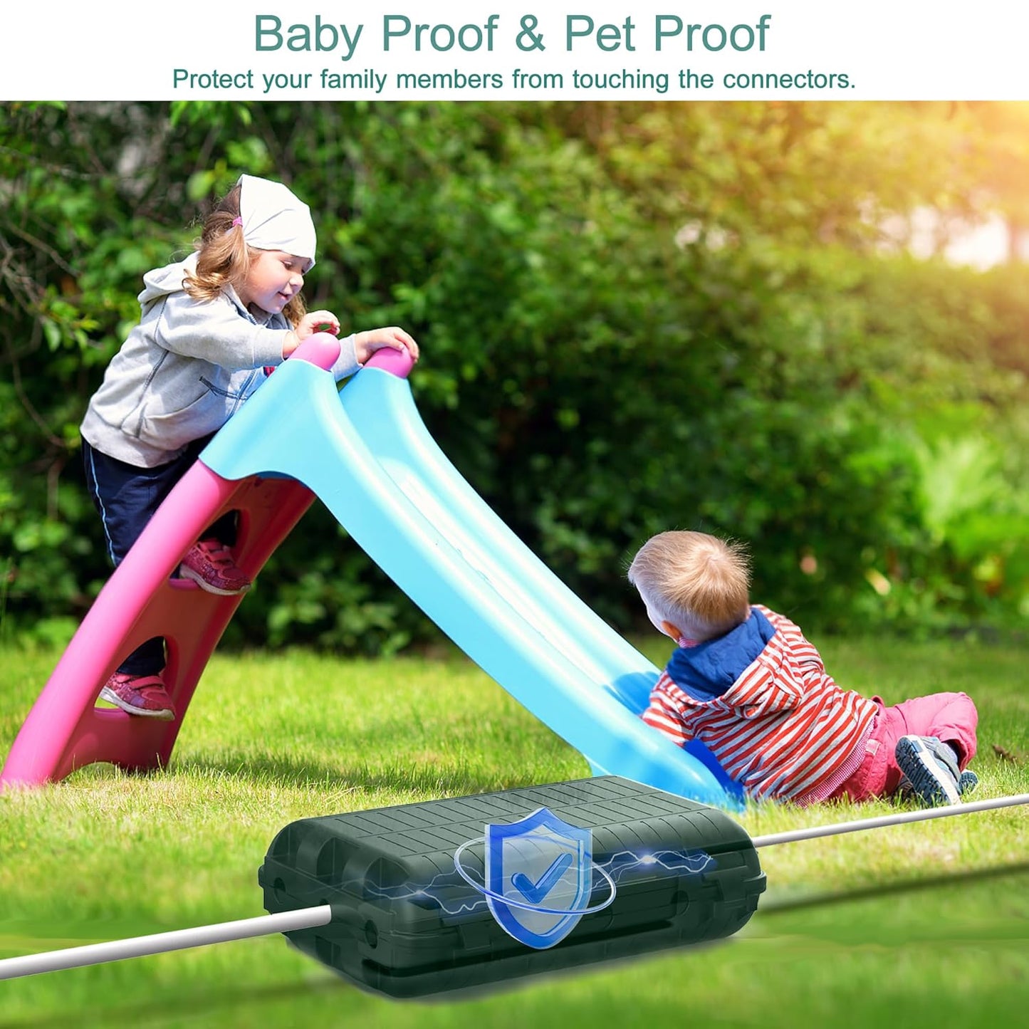 2 Pack HUNLEE Outdoor Waterproof Electrical Boxes for Power Strips, Holiday Lights, and Decorations - Large Extension Cord Cover with Plug Connection - IP54 Water-Resistant Safety Box in Green